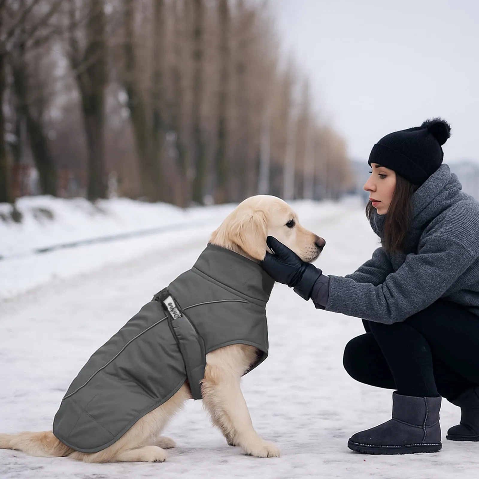 DoggieKit Cappotti per Cani Impermeabile Antivento Caldo Inverno Sicuro Strisce Riflettenti Filettate Giacca per Cani di Taglia Media con Foro per imbracatura Cucciolo Pet Freddo Vestito Vestiti Gilet - immagine 9