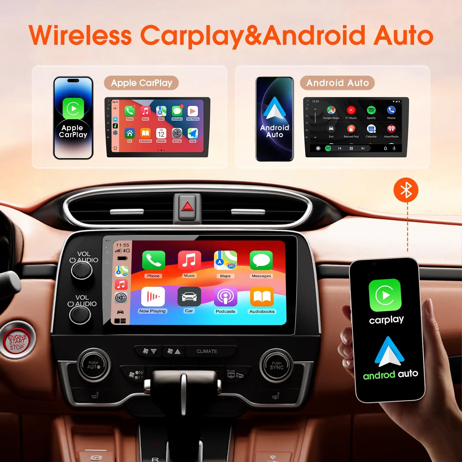 Haudio Autoradio 2 Din con CarPlay e Android Auto, Schermo IPS da 10,1 Pollici Supporta 25 set UI, Autoradio con Camera Retromarcia, Mirror Link,Controllo Vocale,SW/FM/AM/RDS 4+64G(Aggiornamento CPU) - immagine 2