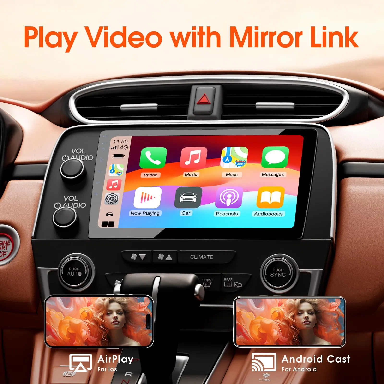 Haudio Autoradio 2 Din con CarPlay e Android Auto, Schermo IPS da 10,1 Pollici Supporta 25 set UI, Autoradio con Camera Retromarcia, Mirror Link,Controllo Vocale,SW/FM/AM/RDS 4+64G(Aggiornamento CPU) - immagine 4