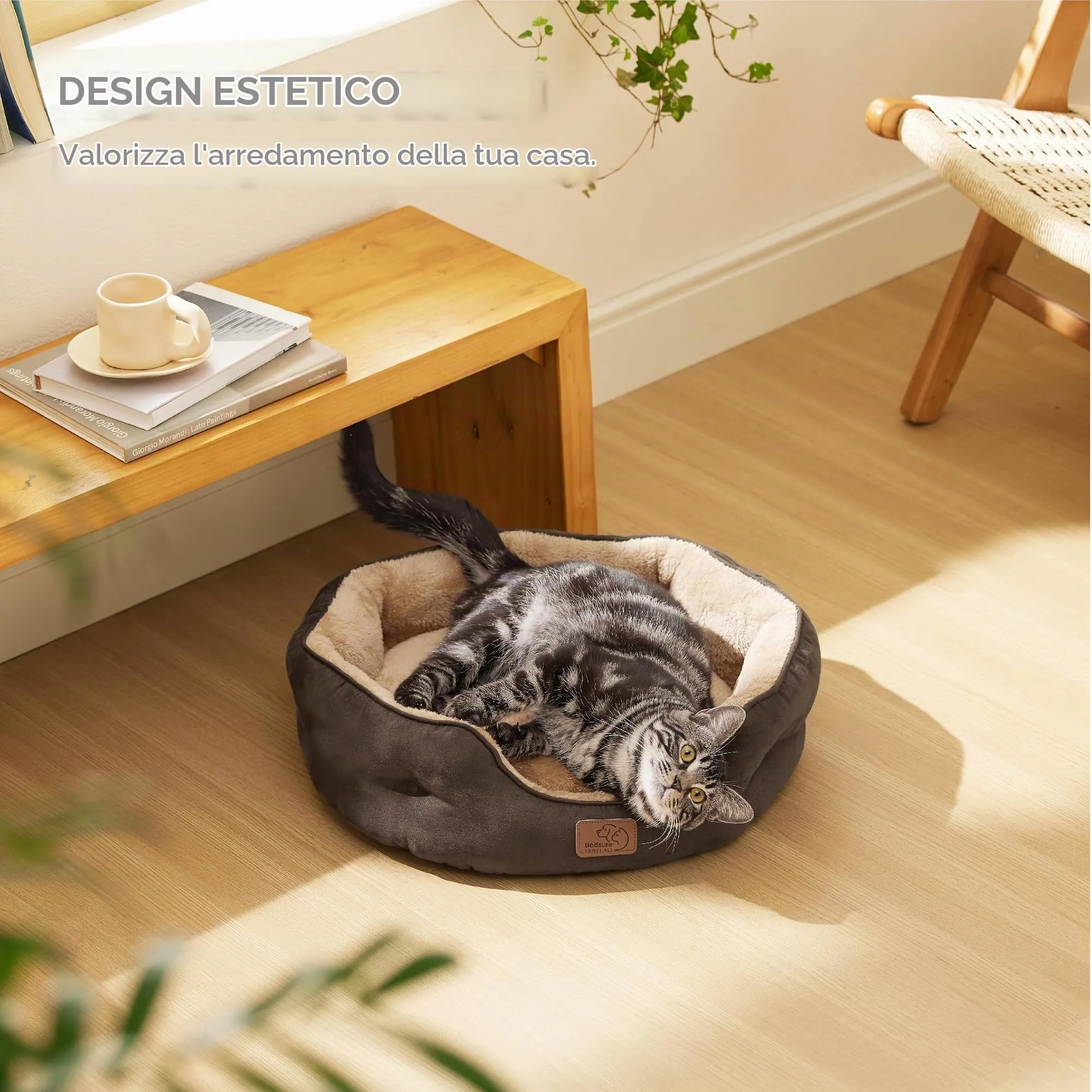 Bedsure Letto per Cani Piccoli Lavabile - Letti Grandi per Gatti da Interno e Cuccioli, Letto Rotondo per Cani di Media Taglia con Fondo Antiscivolo,marrone - immagine 5