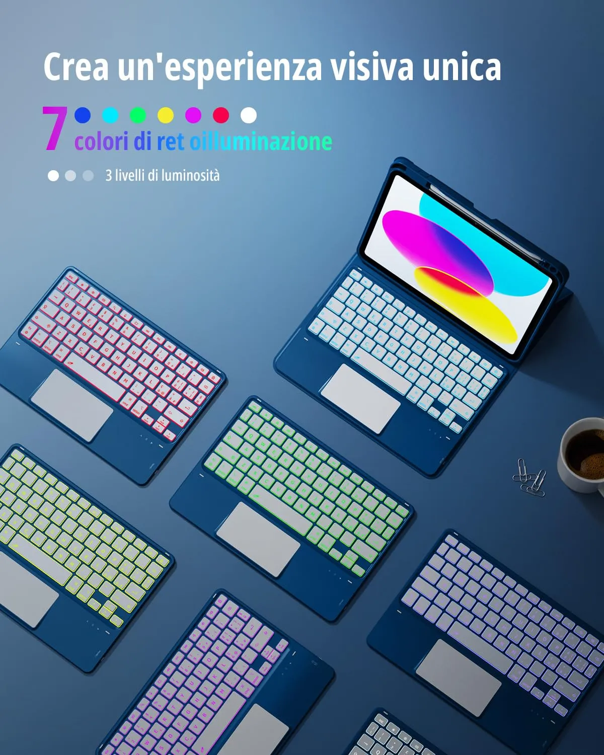 CACOE Cover con Tastiera per iPad 11 (A16) 2025 11" / 10 2022 con Touchpad - immagine 3