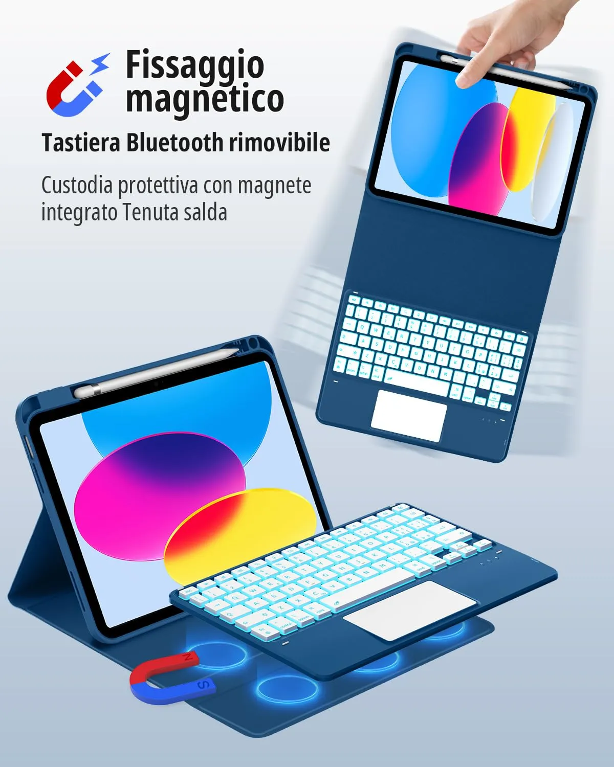 CACOE Cover con Tastiera per iPad 11 (A16) 2025 11" / 10 2022 con Touchpad - immagine 4