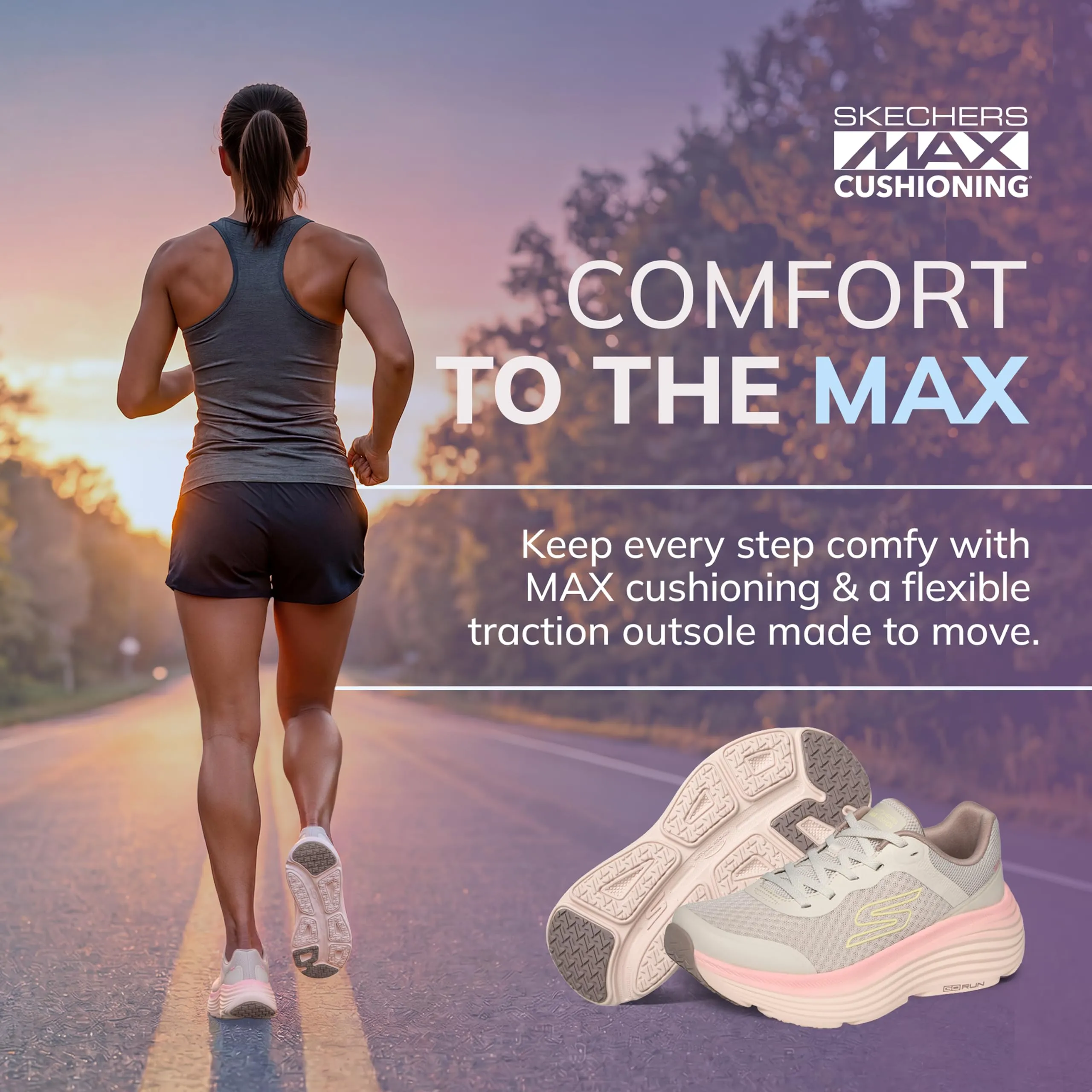 Skechers Max Cushioning Endeavour Canova Scarpe da Corsa Donna Beige/Multicolore, 8.5 - immagine 2