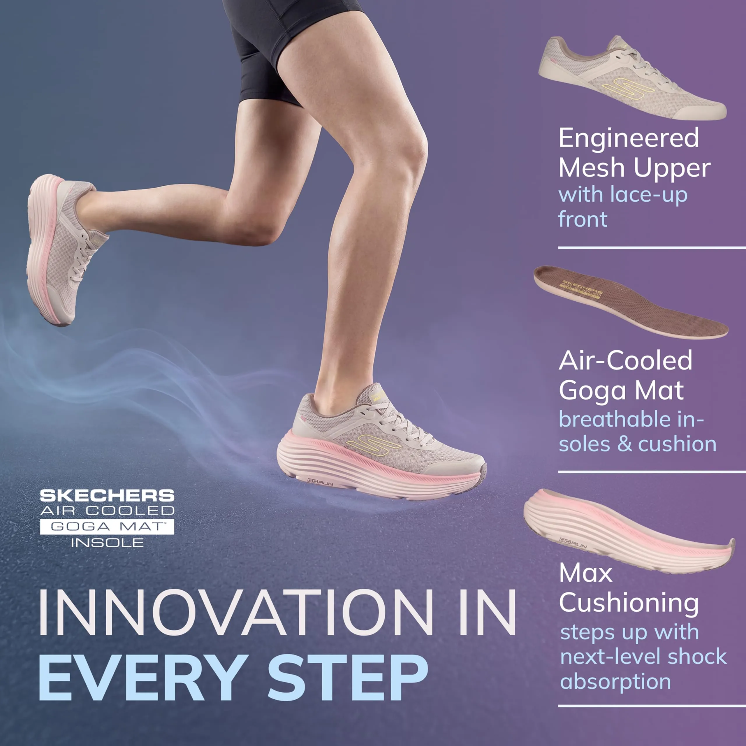 Skechers Max Cushioning Endeavour Canova BasketFemme, Beige Multicolore, 37.5 EU - immagine 4