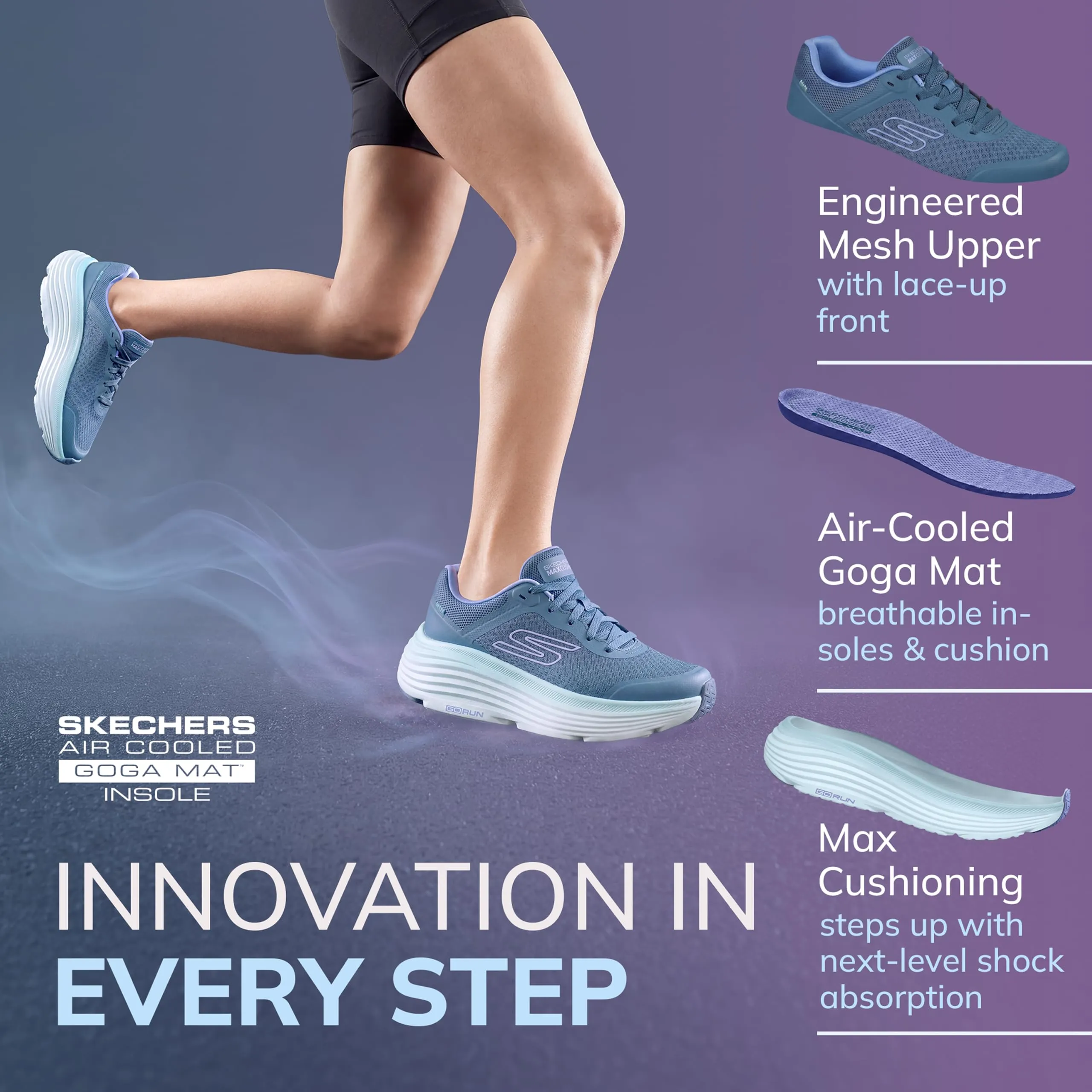 Skechers Max Cushioning Endeavour Canova BasketFemme, Blu Multicolore, 35.5 EU - immagine 4