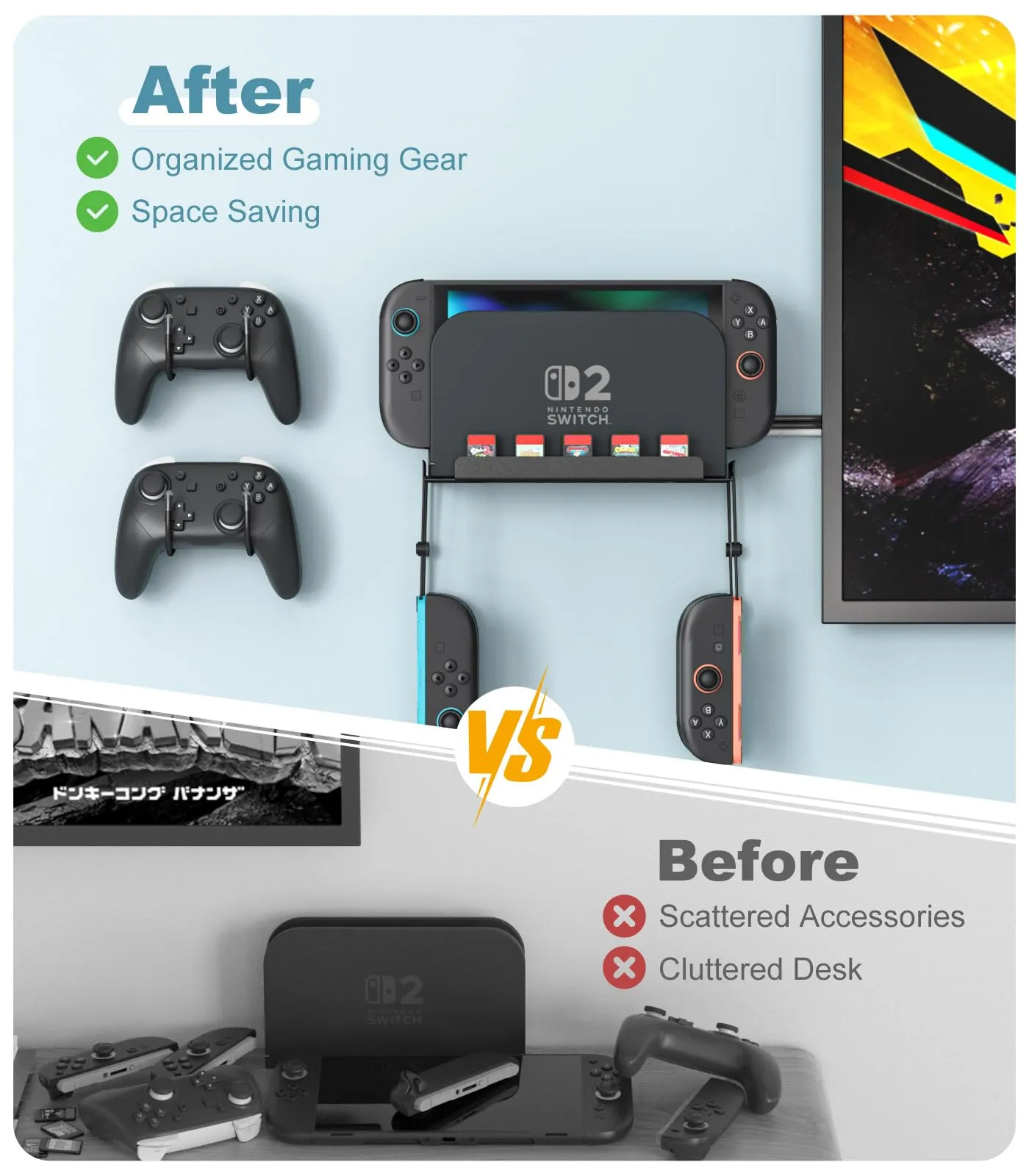 MoKo Supporto da Parete Compatibile con Nintendo Switch 2 2025 - immagine 6