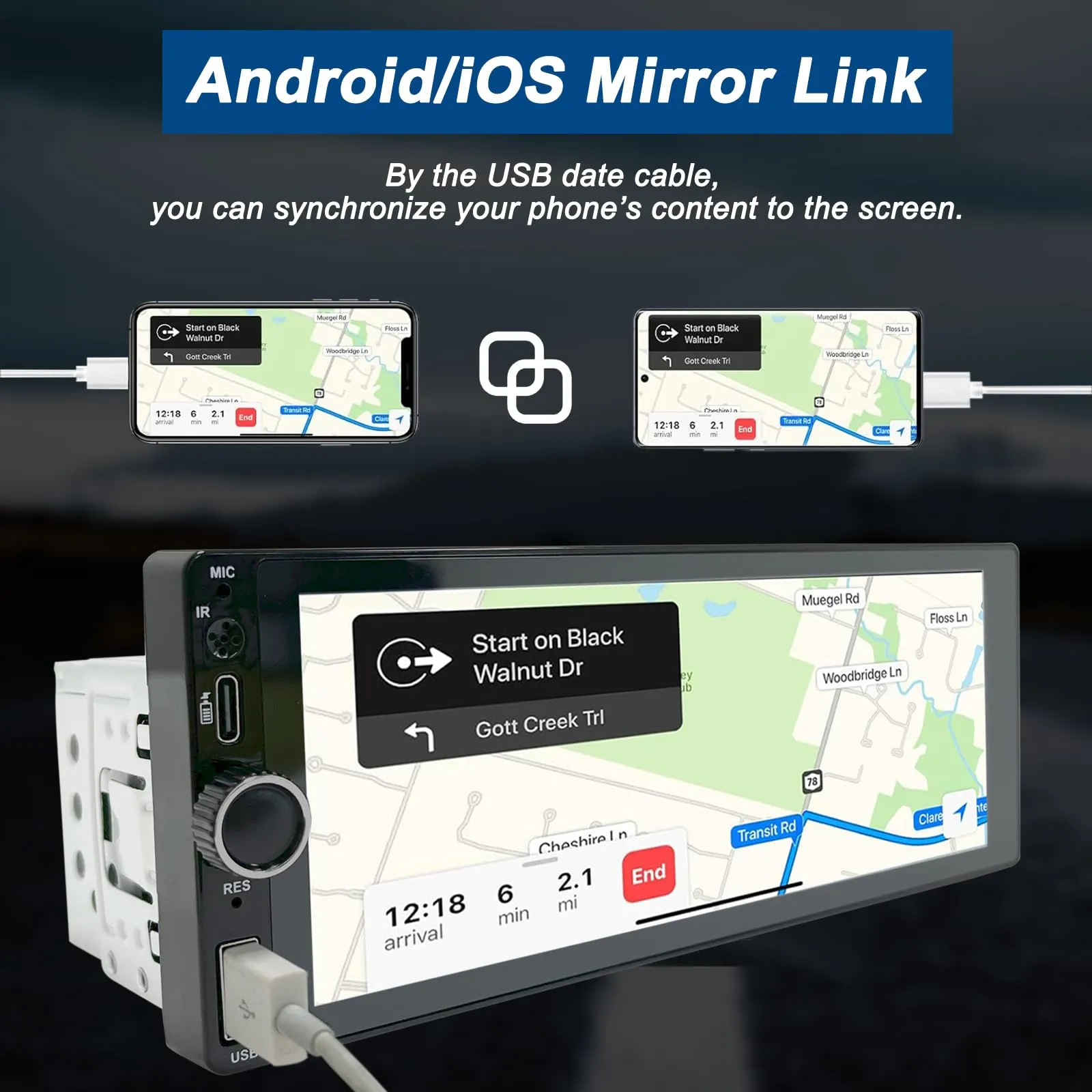 Wireless Autoradio CarPlay 1 DIN - 6.86 Pollici Touchscreen Stereo Auto Bluetooth con Schermo, Radio 1 Din Car Play Supporta Mirror Link con Telecamera, RDS FM Radio/Type-C de Recharge/Mic/SWC - immagine 3