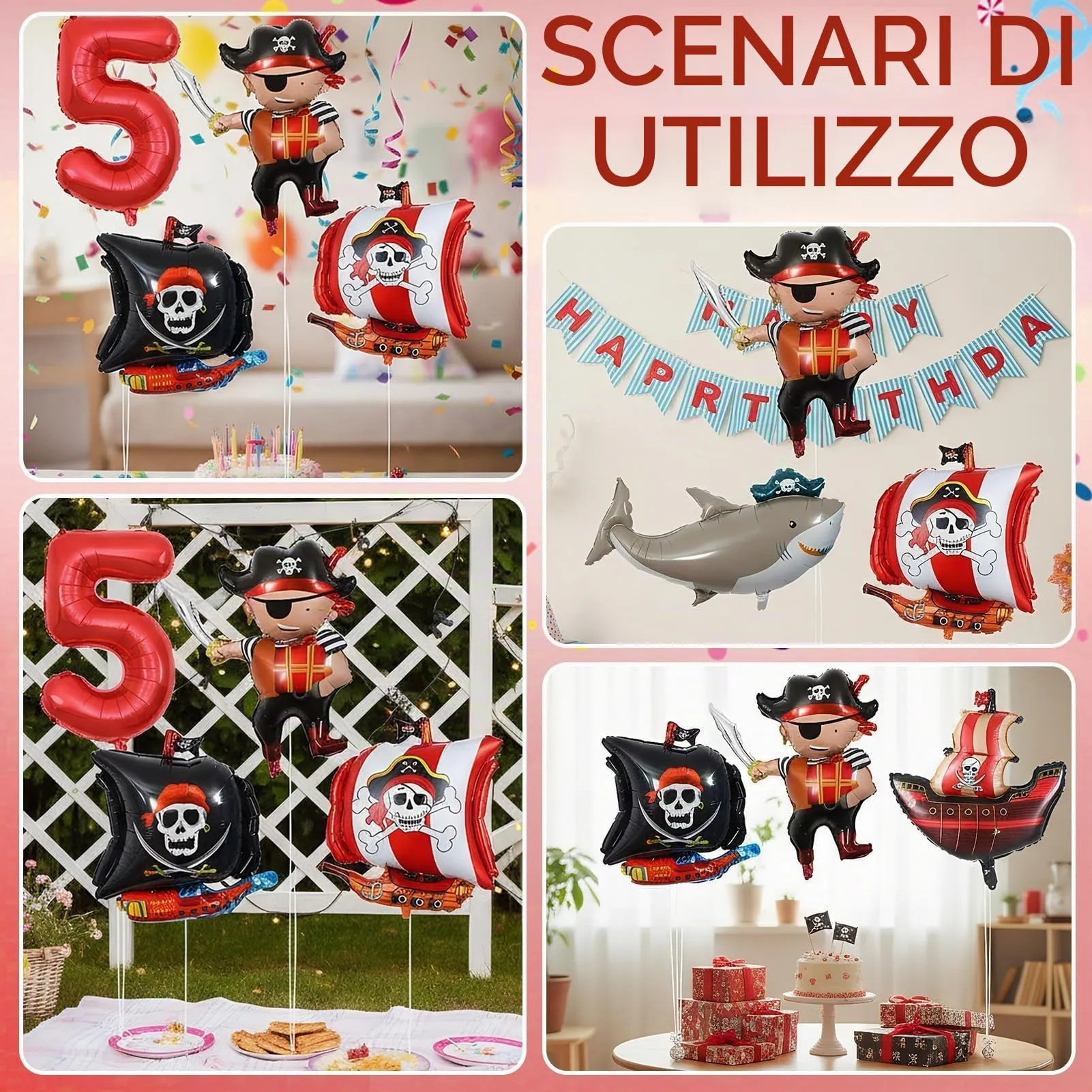 6 Pezzi Pirata Decorazioni di Compleanno 5 Anni - immagine 6
