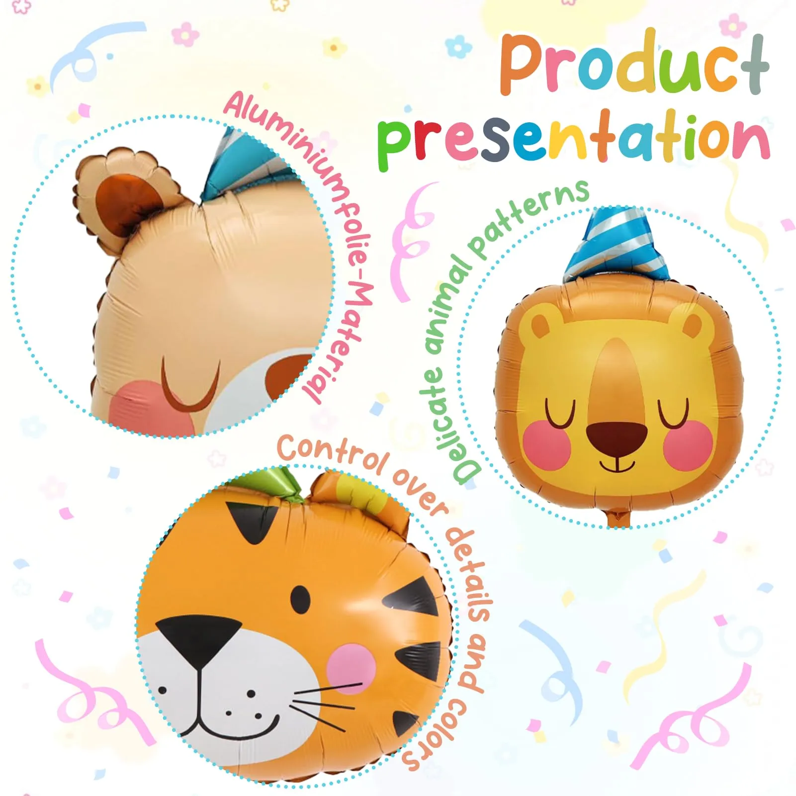 7PCS Palloncino Animale Testa,Palloncini Elio Animali giungla Della Foresta - immagine 4