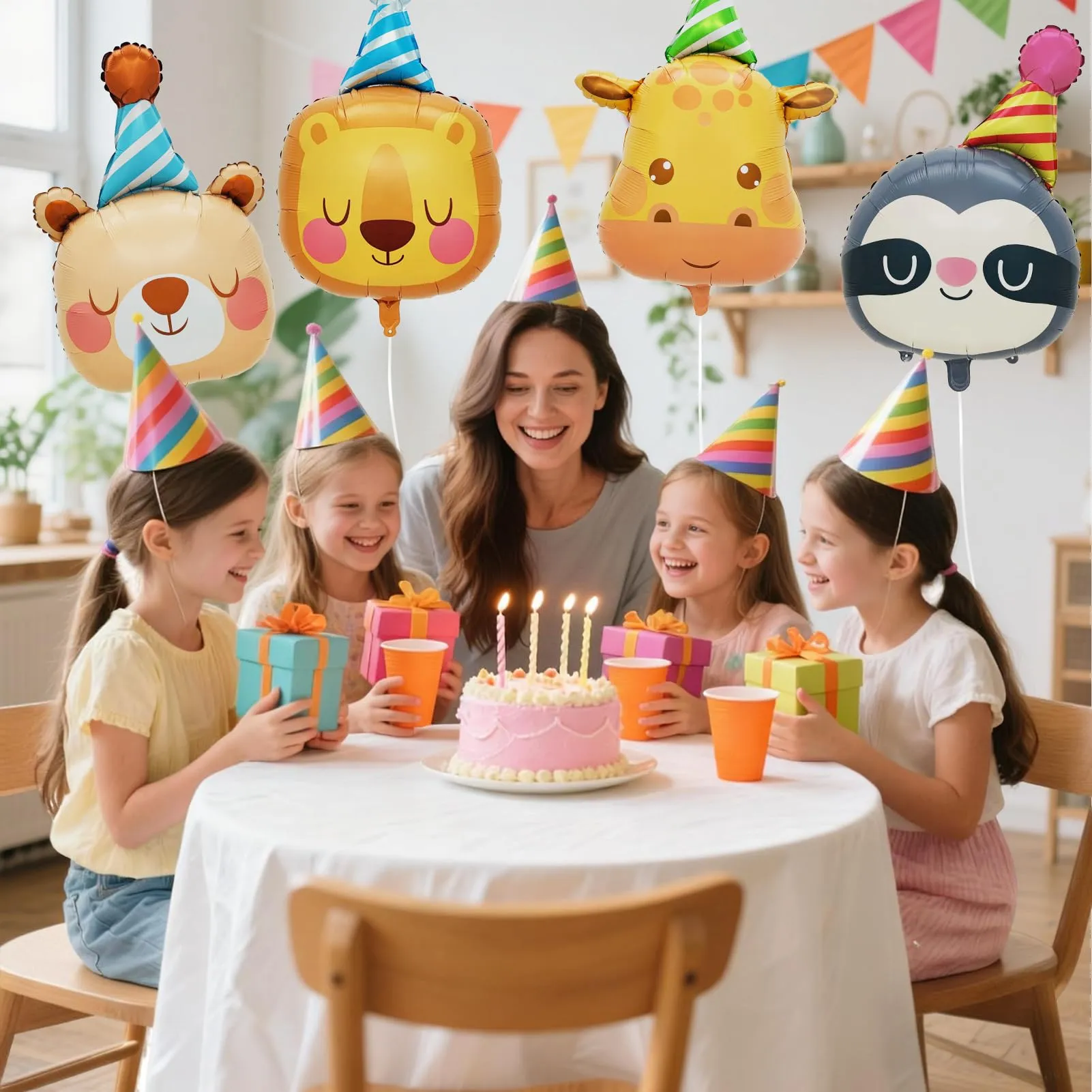 7PCS Palloncino Animale Testa,Palloncini Elio Animali giungla Della Foresta - immagine 7