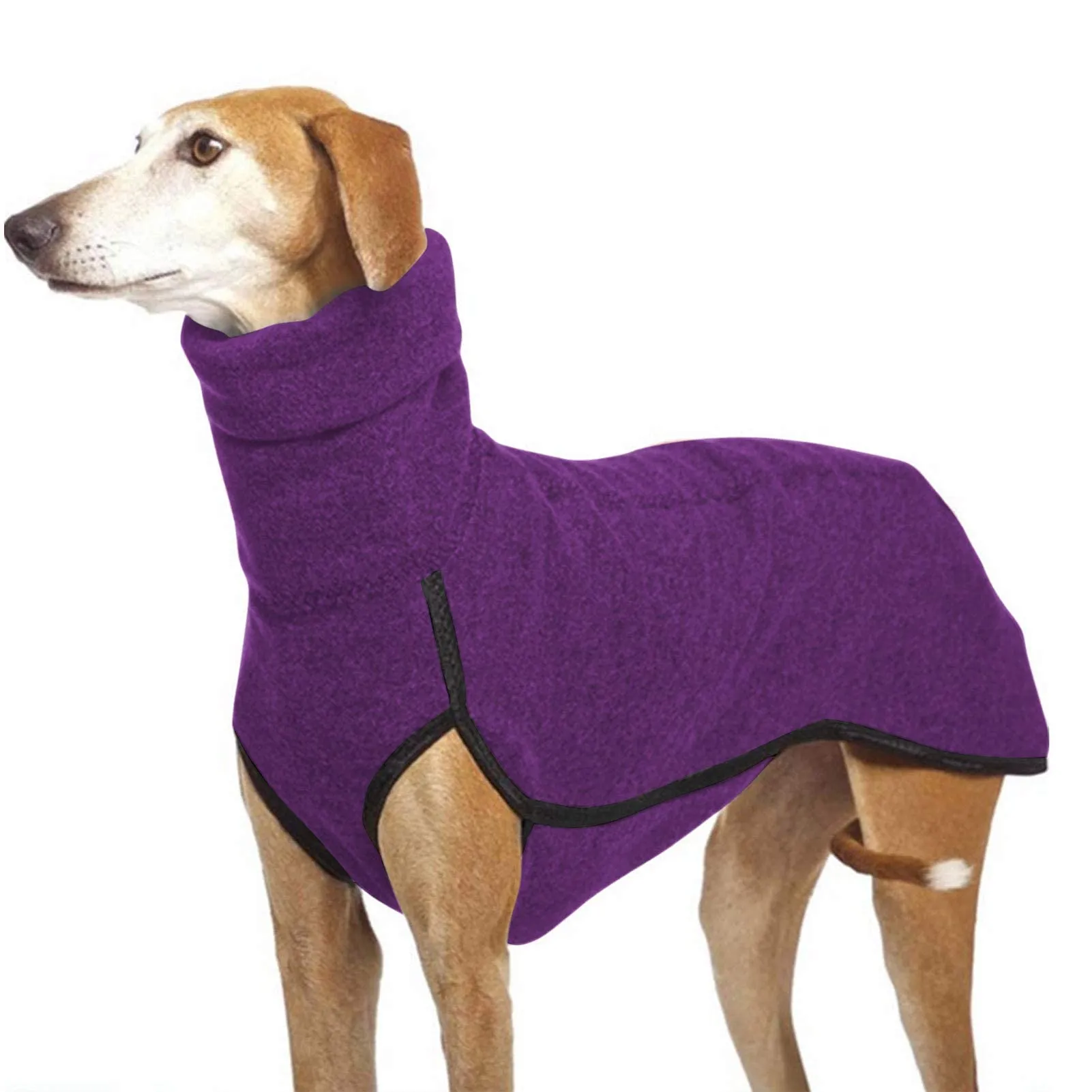 Imily Bela Maglione per cani in pile, con collo alto, caldo, per cani di piccola taglia, viola, XL - immagine 1