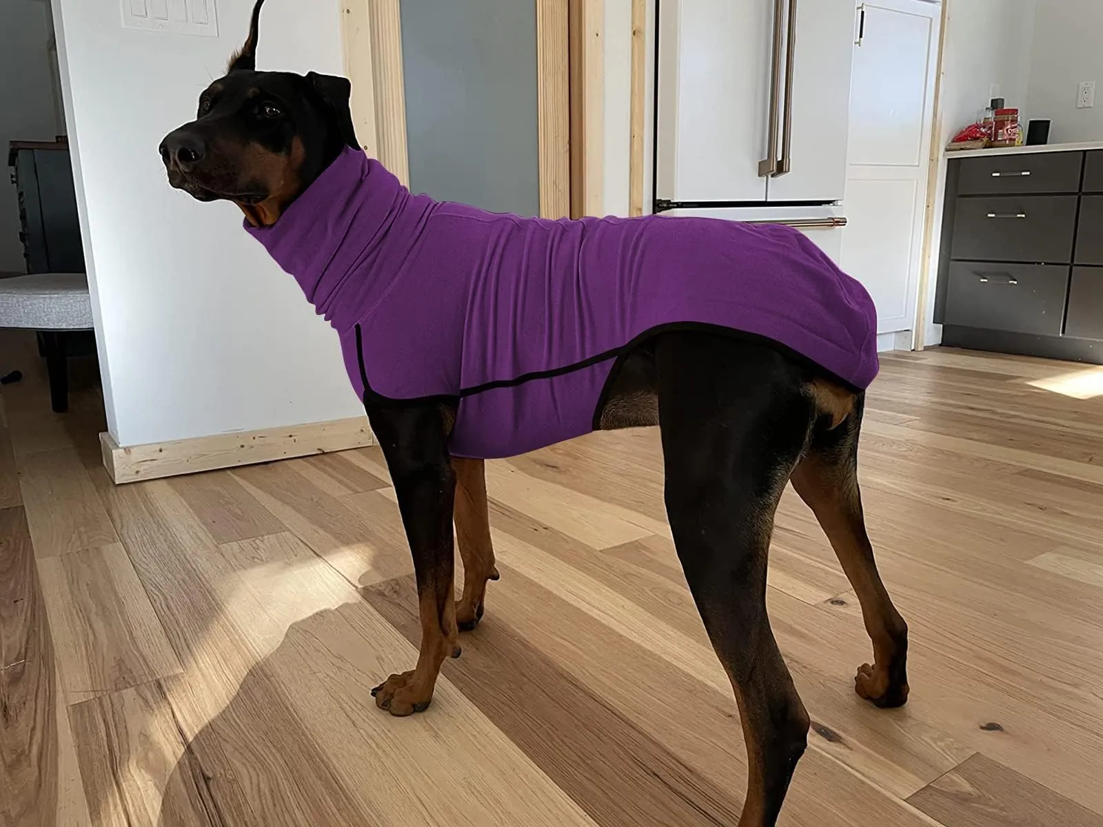Imily Bela Maglione per cani in pile, con collo alto, caldo, per cani di piccola taglia, viola, S - immagine 5