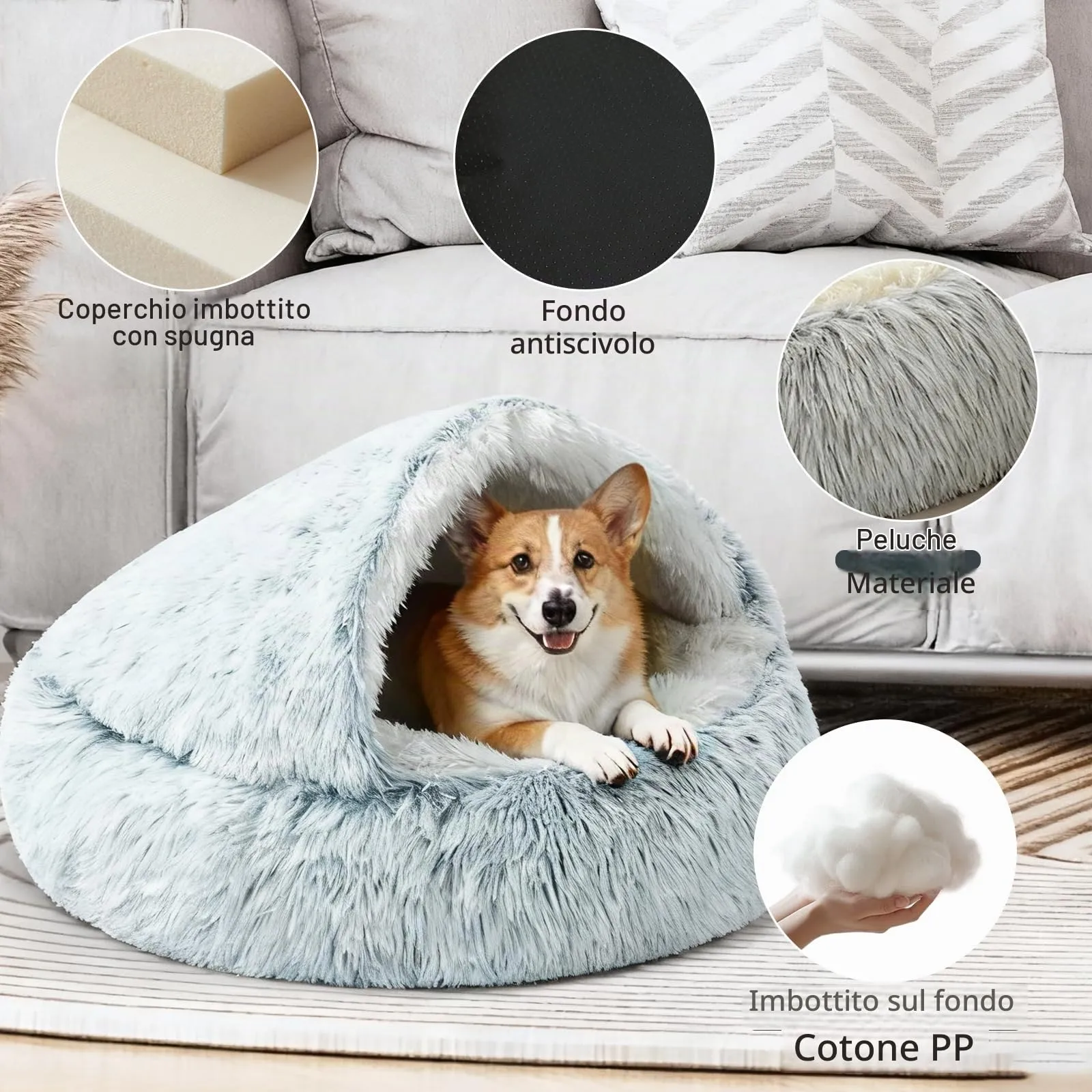 SUOXU Letto per Cani Piccolo da 65 cm - Supporto per Bordo in Alluminio Aggiornato e Fondo Antiscivolo Rimovibile, Peluche Termico Autoriscaldante per Cani di Peso Sotto i 10 kg/22 libbre - immagine 4