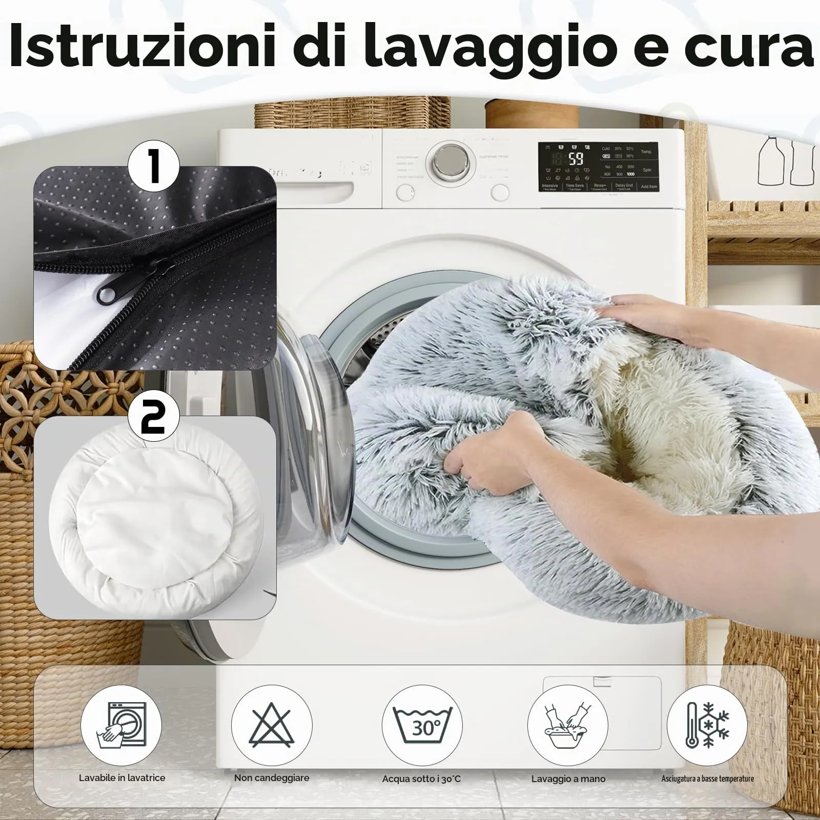 SUOXU Letto per Cani Piccolo da 65 cm - Supporto per Bordo in Alluminio Aggiornato e Fondo Antiscivolo Rimovibile, Peluche Termico Autoriscaldante per Cani di Peso Sotto i 10 kg/22 libbre - immagine 6