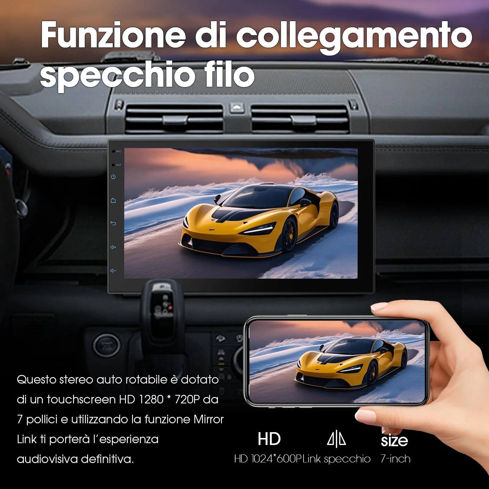 Haudio Autoradio da 7 pollici 2 Din, compatibile con Apple Carplay e Android Auto, autoradio con telecamera di retromarcia HD, APP, Bluetooth, WiFI, FM/AM/per tutte le auto, 2+64 GB(Aggiornamento CPU) - immagine 5