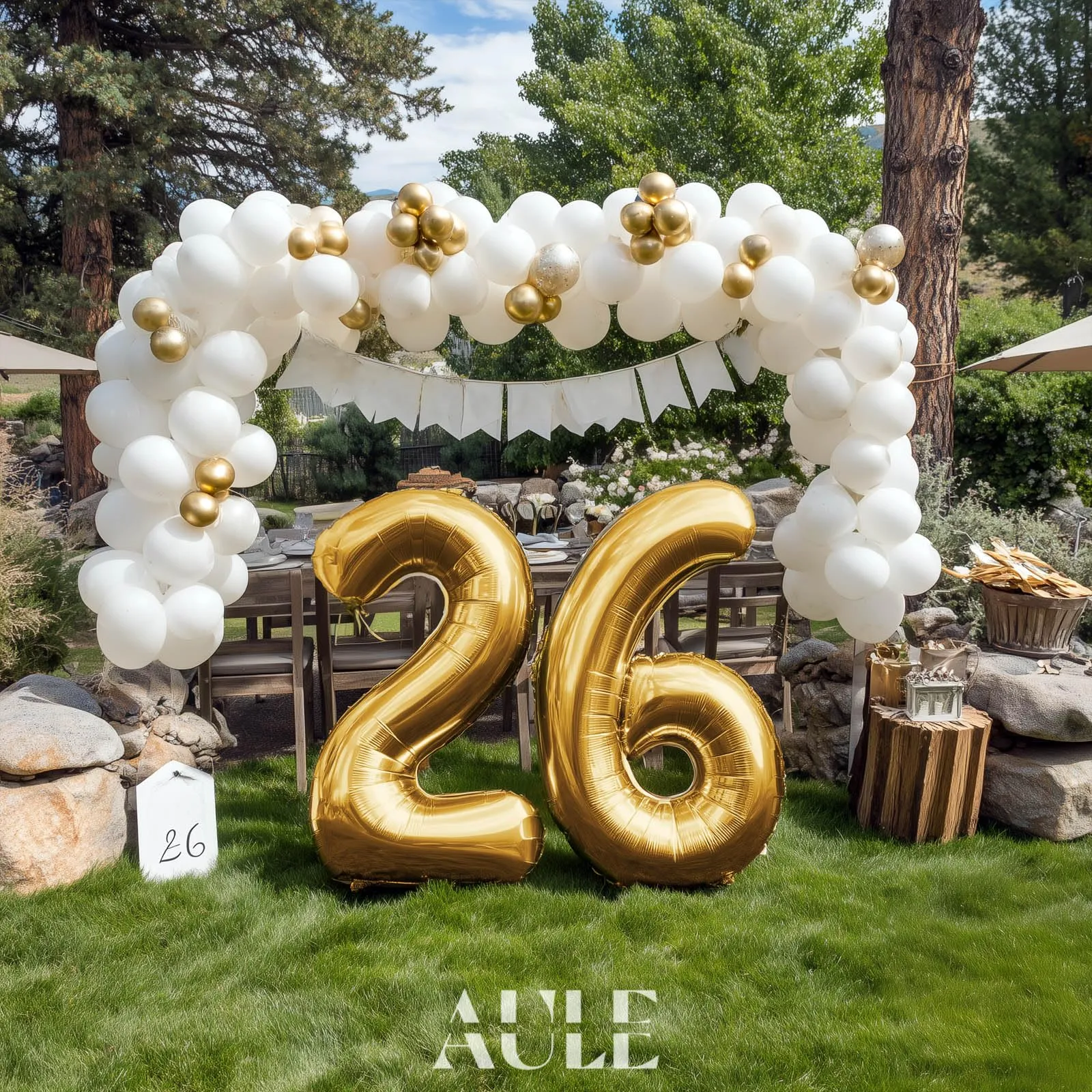 AULE Palloncino Numero 26 Oro: Grande 101 cm Palloncini 26 Anni Compleanno - immagine 2