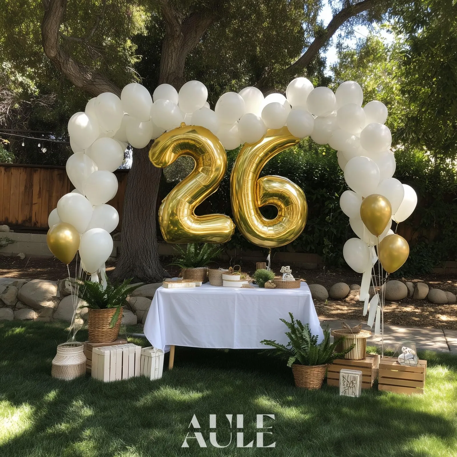 AULE Palloncino Numero 26 Oro: Grande 101 cm Palloncini 26 Anni Compleanno - immagine 5
