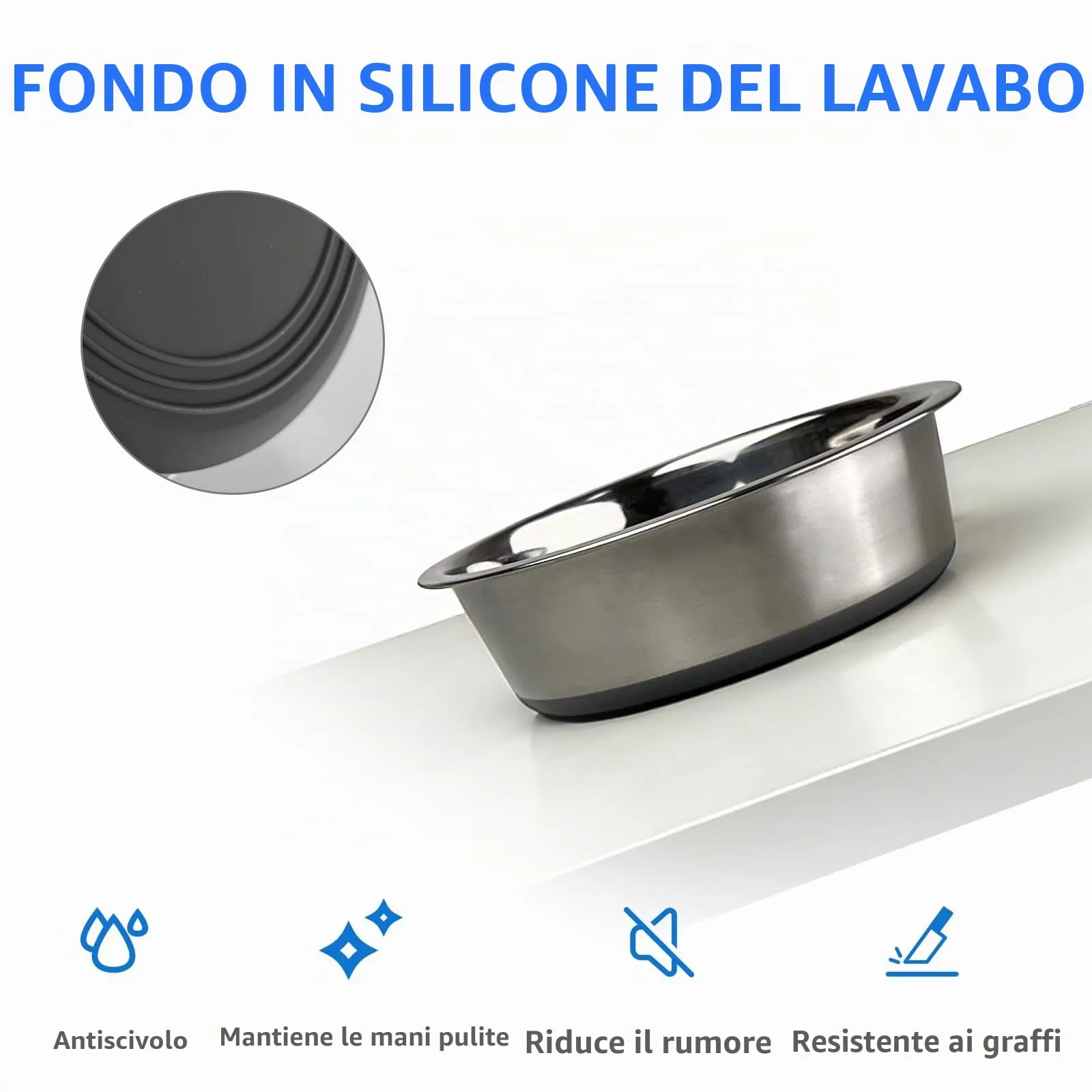 LUMITERRA 2 Pack Ciotole per Cani in Acciaio Inox, Lotole con Base in Gomma Antiscivolo, Facile da pulire, Ciotola per cani di piccola, media e grande tagliae, Può contenere acqua e cibo. - immagine 4