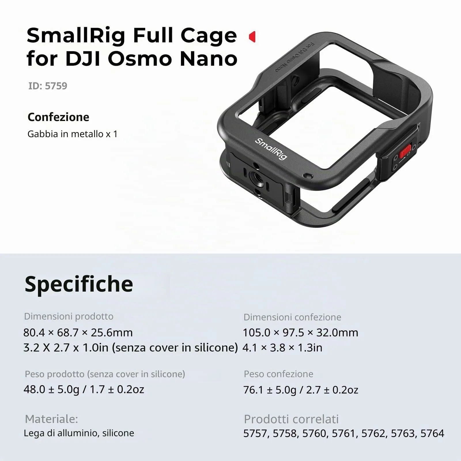 SmallRig Gabbia Completa per DJI Osmo Nano - 5759 - immagine 9