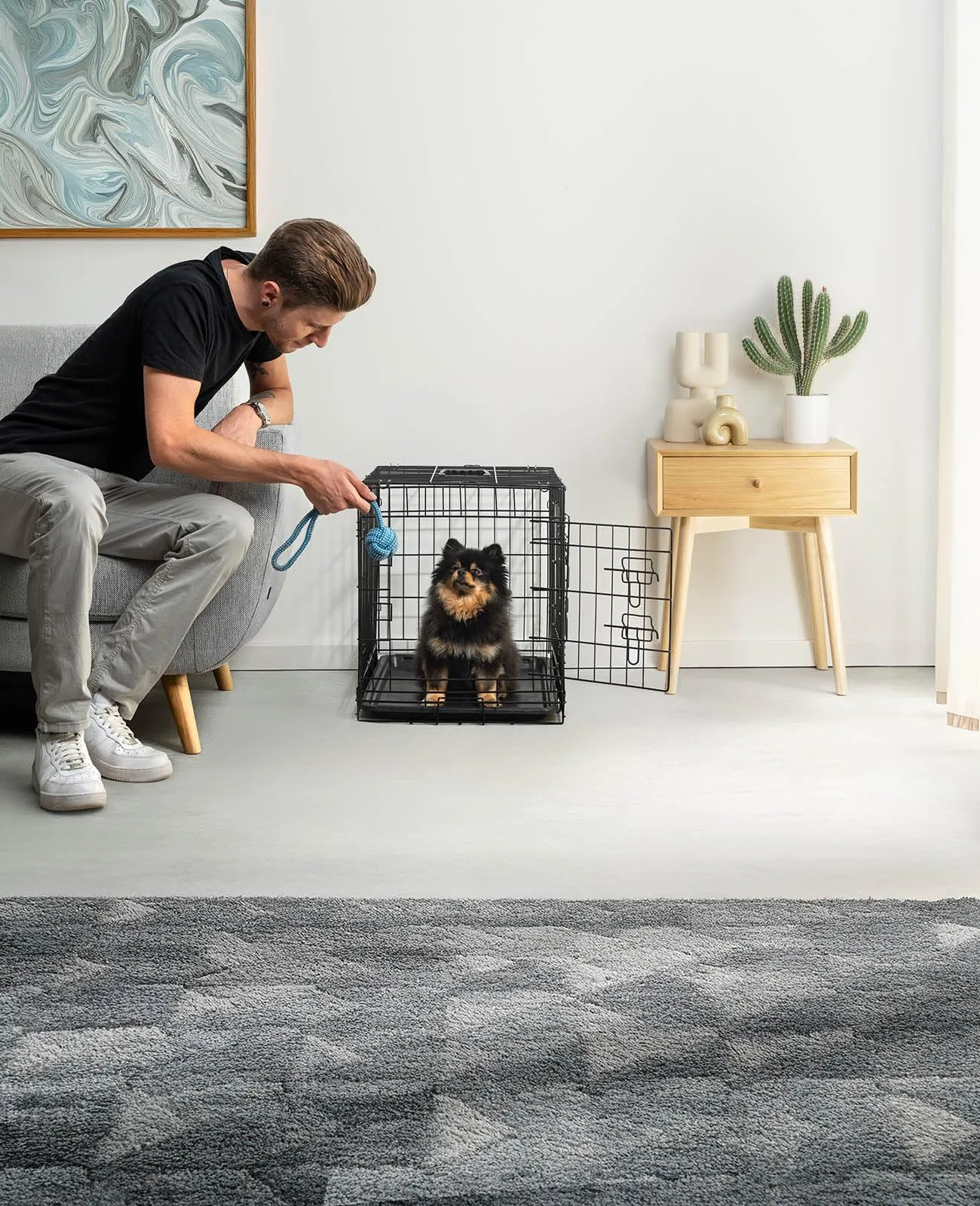 lionto Gabbia per Cani e Gatti, Pieghevole, 61 x 44 x 51 cm, Nero - immagine 2