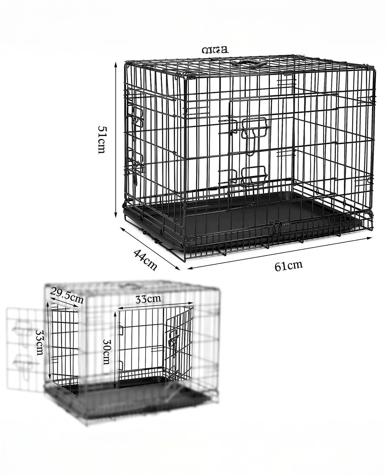 lionto Gabbia per Cani e Gatti, Pieghevole, 61 x 44 x 51 cm, Nero - immagine 5