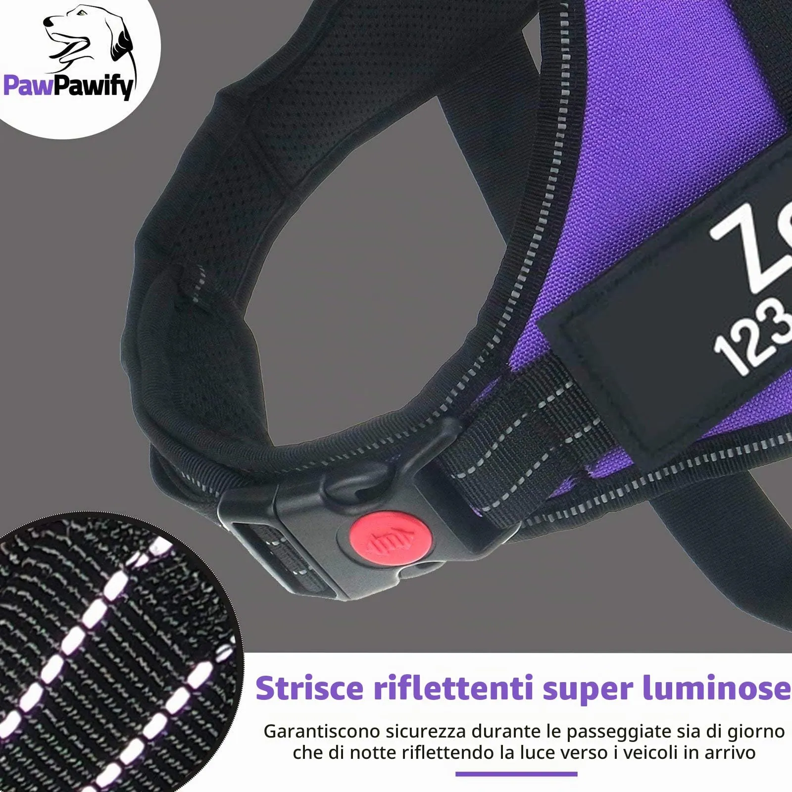 PawPawify, pettorina per cani con nome personalizzato e numero di telefono per animali domestici resistente per prevenire tiraggi, tirare, soffocare, allenare e camminare - immagine 4