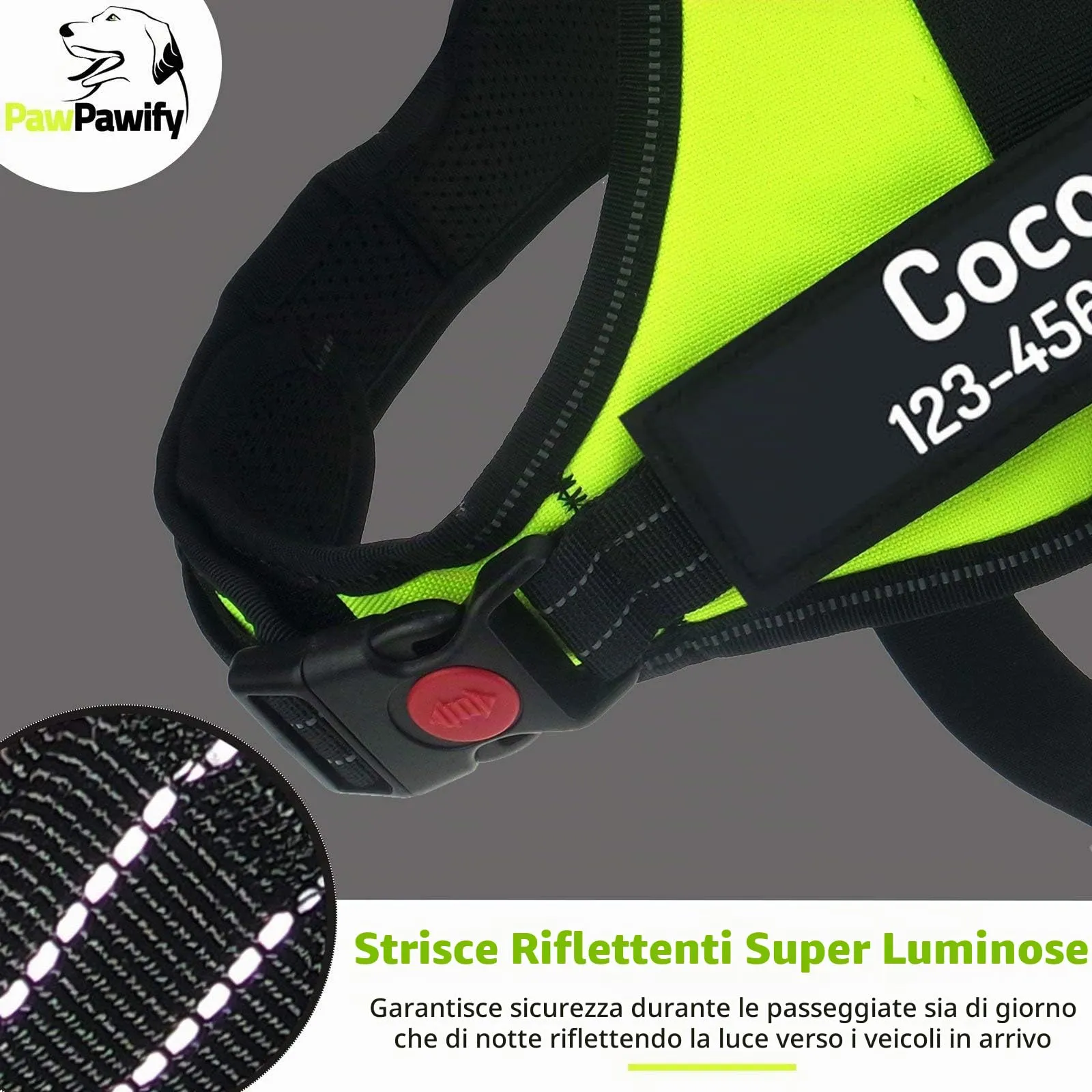PawPawify, pettorina per cani con nome personalizzato e numero di telefono per animali domestici resistente per prevenire tiraggi, tirare, soffocare, allenare e camminare - immagine 4
