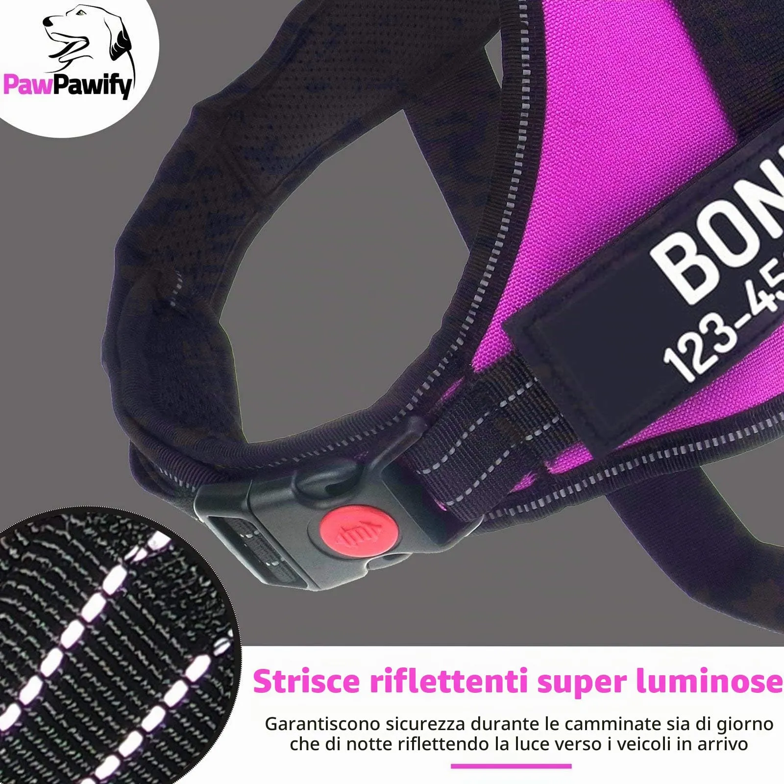PawPawify, pettorina per cani con nome personalizzato e numero di telefono per animali domestici resistente per prevenire tiraggi, tirare, soffocare, allenare e camminare - immagine 4