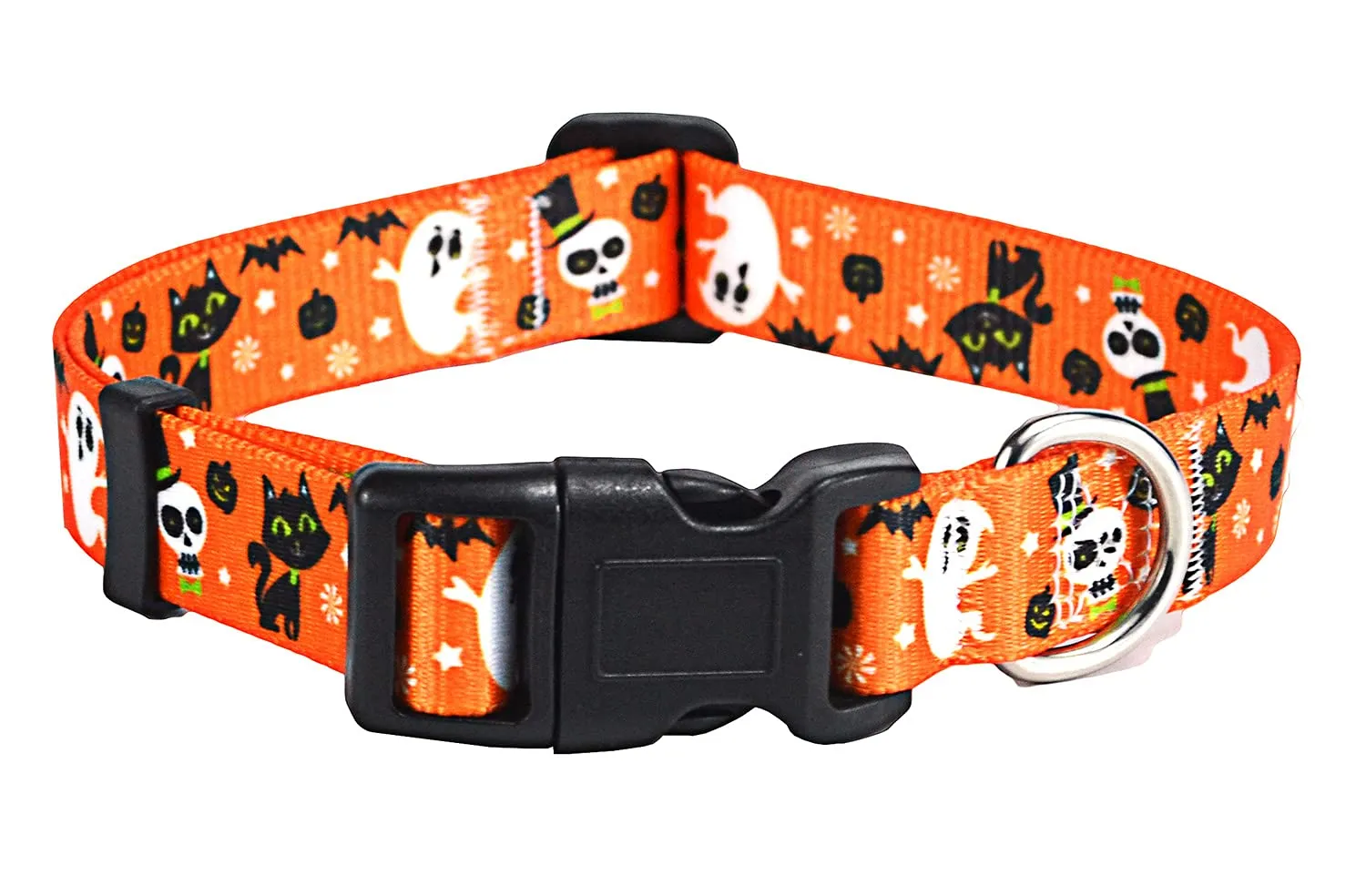 Mihqy Collare per cani di Halloween – Motivo Zucca Fantasma di Pipistrello, Regolabile Collari per Cani, Gatti, Cuccioli di Taglia Piccola Media Grande(Halloween,S) - immagine 1