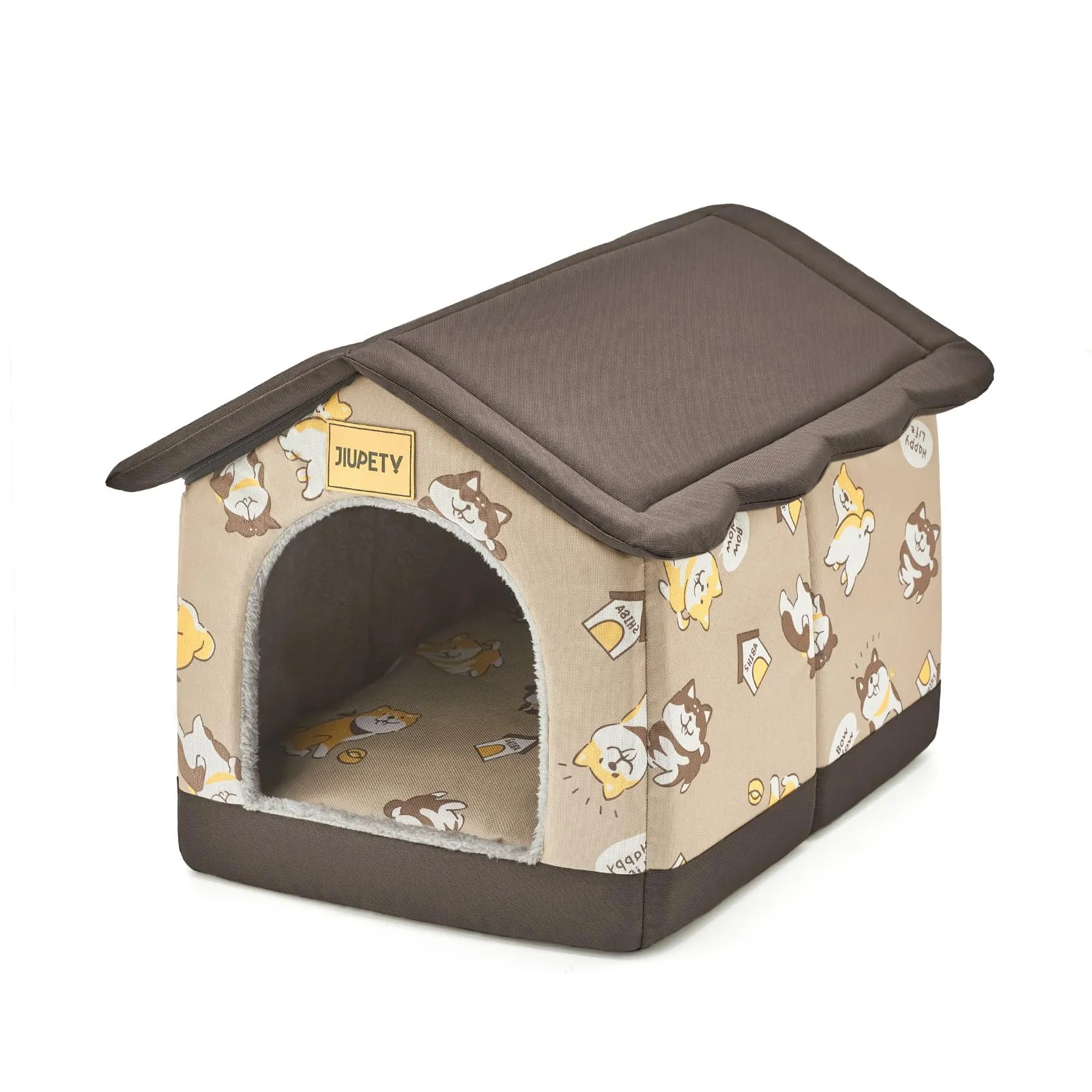 Jiupety Cuccia Cane Interno Taglia Grande, Taglia 2XL Kennel Adatto per Cani di Grandi dimensioni, Grotta Calda e Confortevole, Cuscino Sedile Reversibile, Fondo Antiscivolo, Marrone - immagine 1