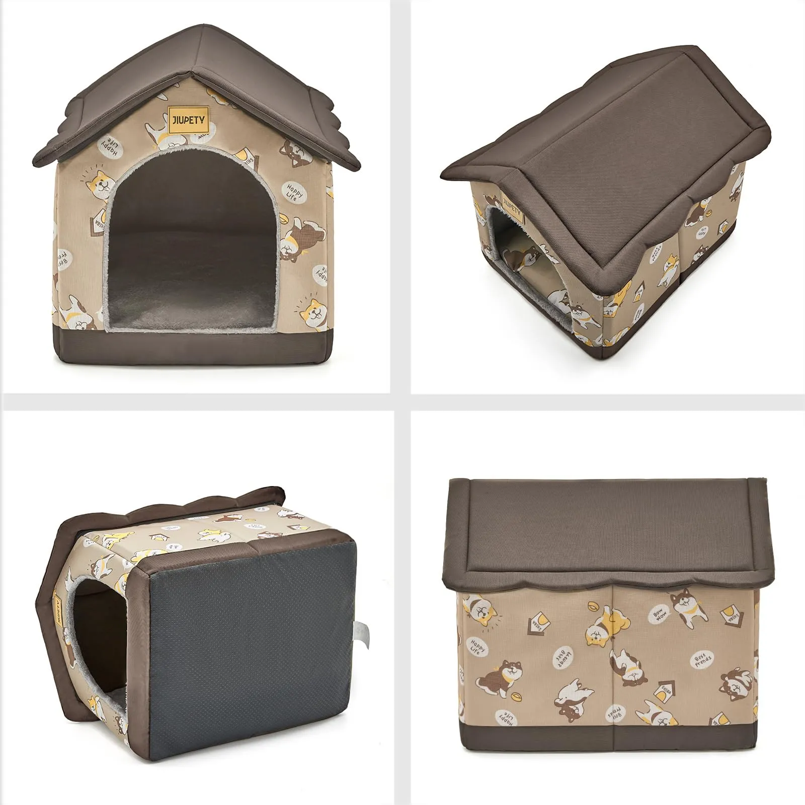 Jiupety Cuccia Cane Interno Taglia Grande, Taglia 2XL Kennel Adatto per Cani di Grandi dimensioni, Grotta Calda e Confortevole, Cuscino Sedile Reversibile, Fondo Antiscivolo, Marrone - immagine 3