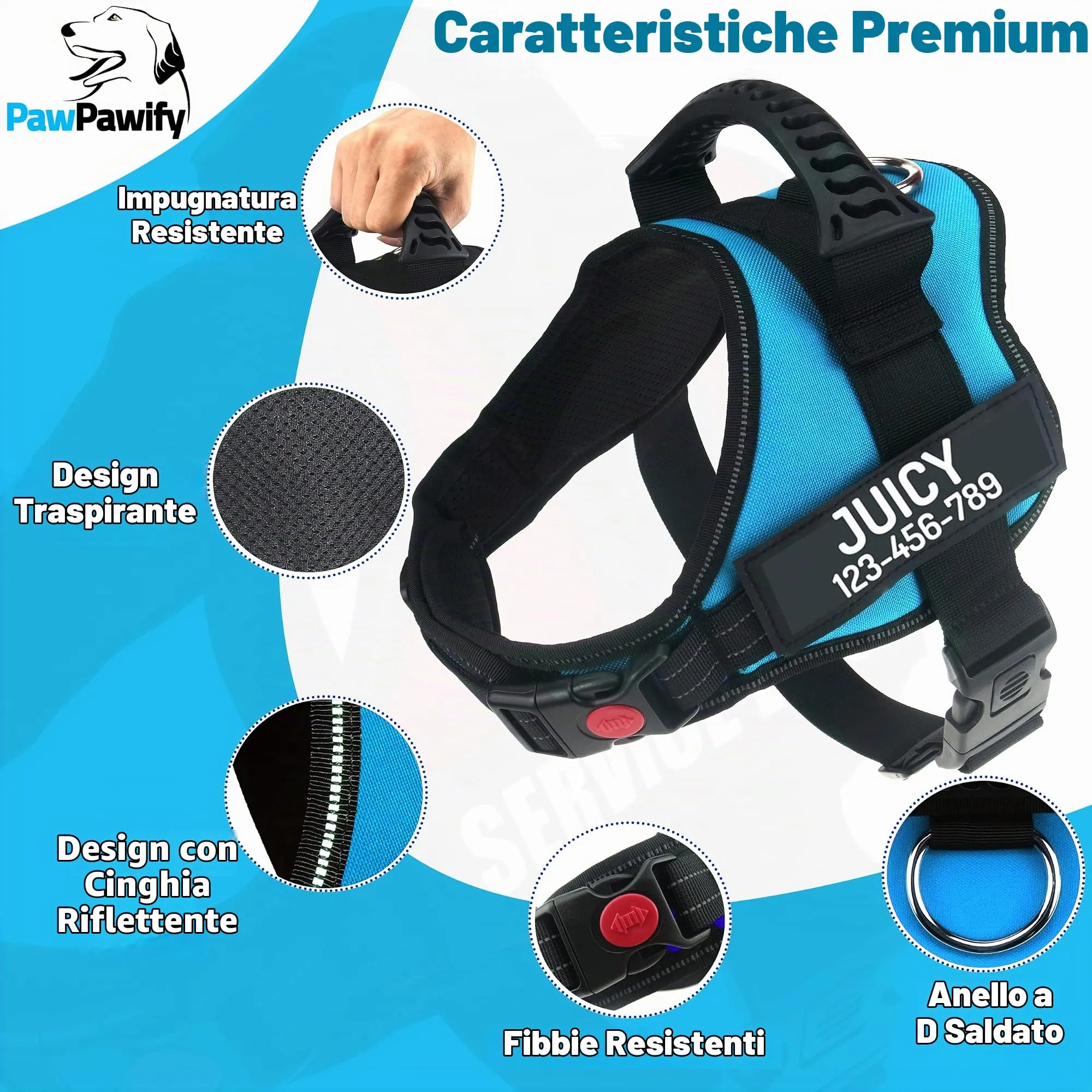 Pettorina per cani antitiro resistente, per prevenire strattoni, tiramenti o soffocamento, per addestramento e camminate - immagine 3