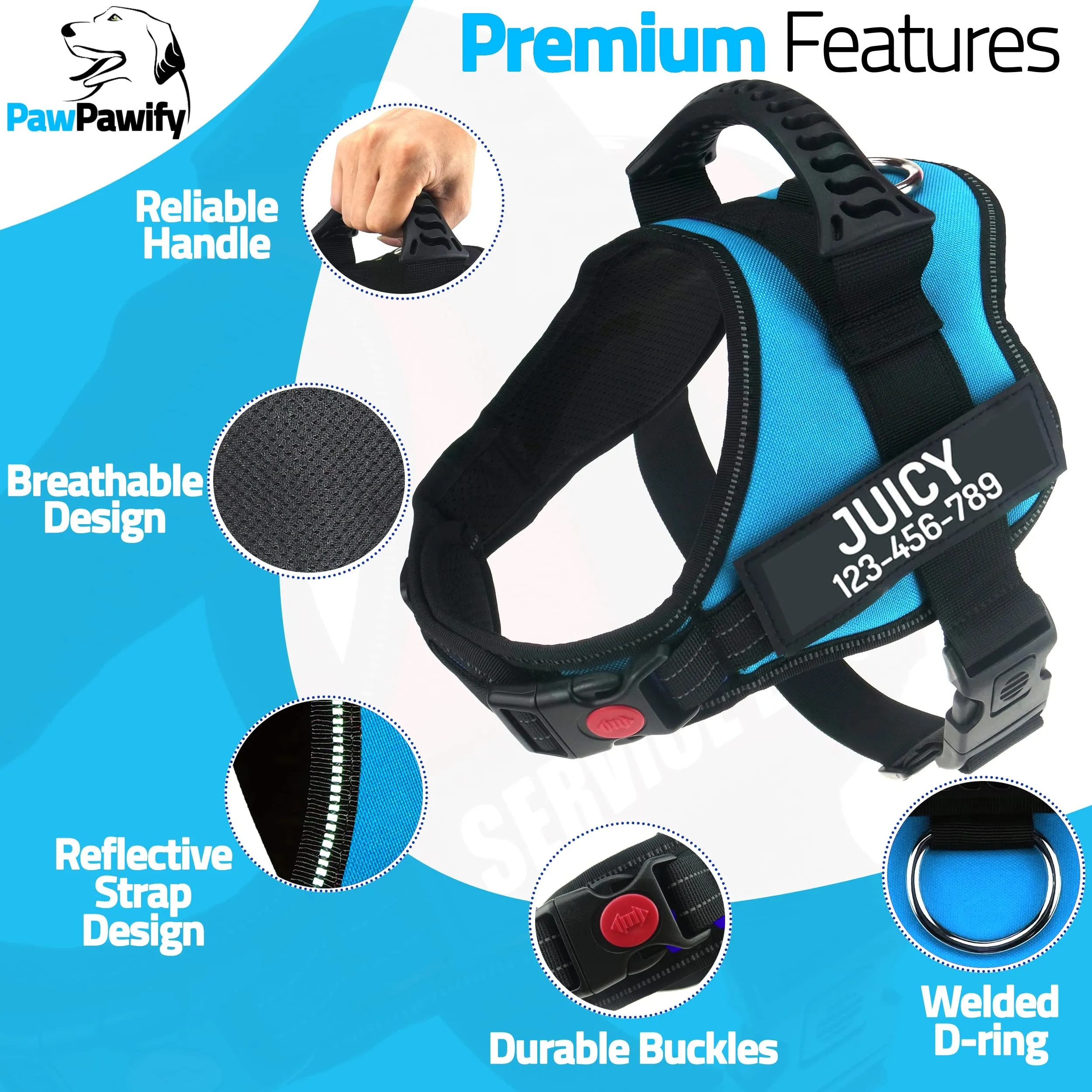 Pettorina per cani antitiro resistente, per prevenire strattoni, tiramenti o soffocamento, per addestramento e camminate - immagine 3