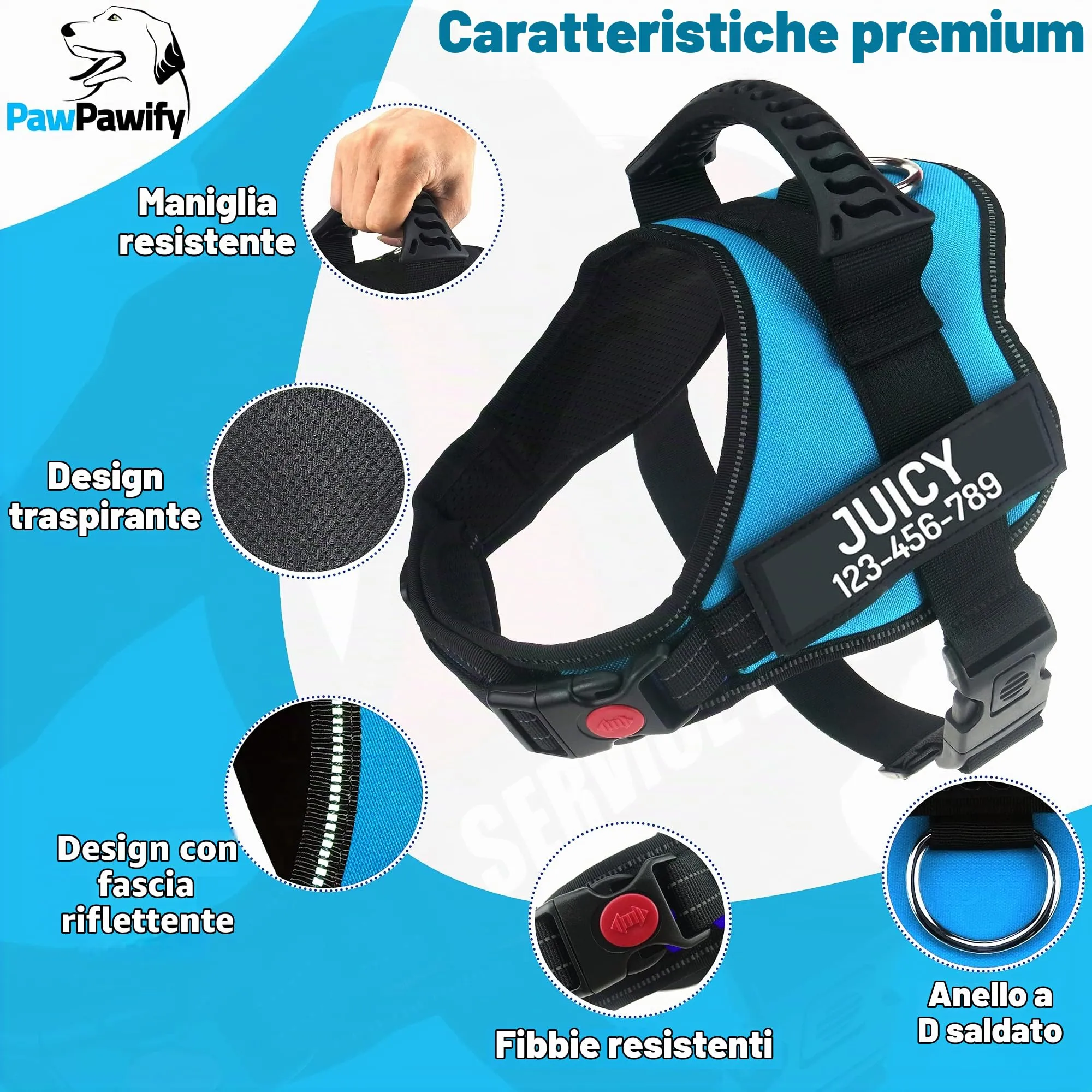 Pettorina per cani antitiro resistente, per prevenire strattoni, tiramenti o soffocamento, per addestramento e camminate - immagine 3