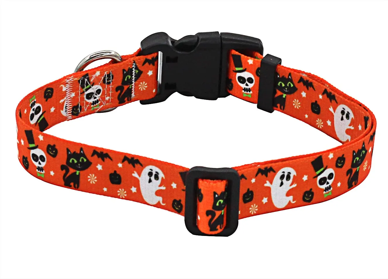Mihqy Collare per cani di Halloween – Motivo Zucca Fantasma di Pipistrello, Regolabile Collari per Cani, Gatti, Cuccioli di Taglia Piccola Media Grande(Halloween, XS) - immagine 2