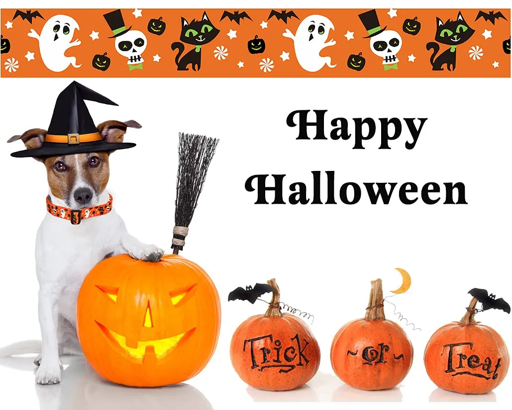 Mihqy Collare per cani di Halloween – Motivo Zucca Fantasma di Pipistrello, Regolabile Collari per Cani, Gatti, Cuccioli di Taglia Piccola Media Grande(Halloween, XS) - immagine 5