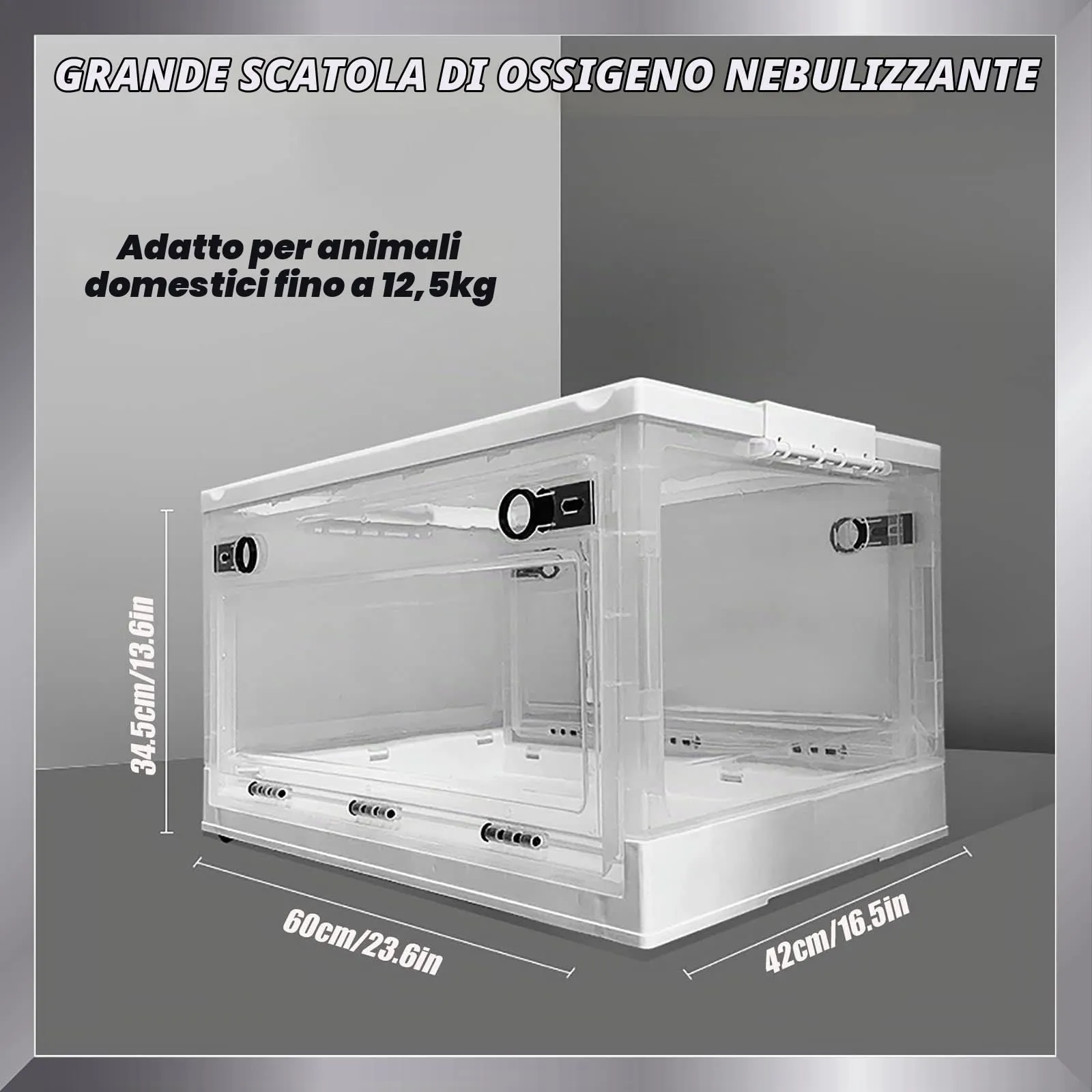 OCAZI Gabbia per Terapia Intensiva con Ossigeno per Animali da Compagnia, Cane, Gatto Vivaio per Covata in Pet Nidiata in Pet per Il Trattamento della Respirazione della Tosse A-Large - immagine 2