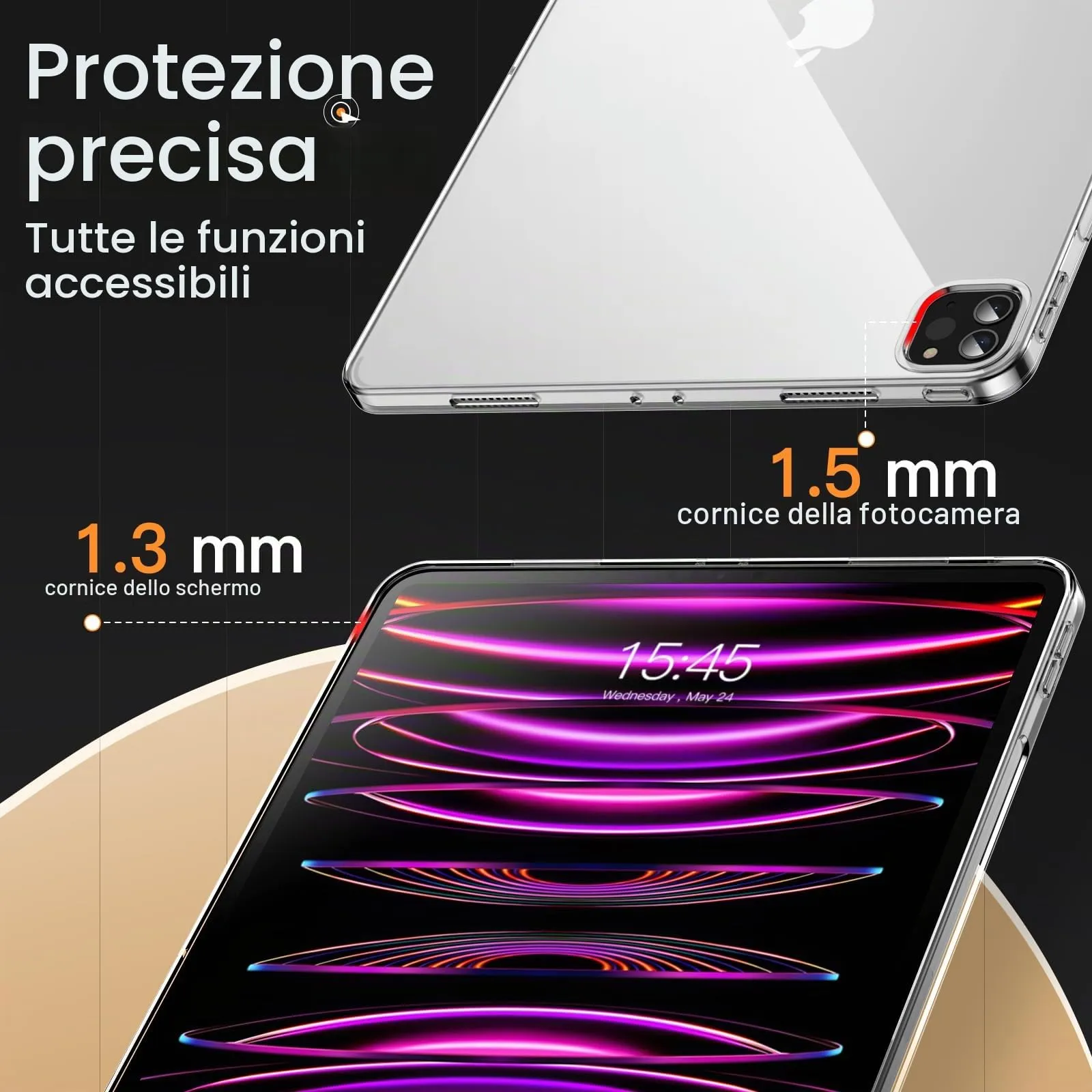JETech Custodia Trasparente per iPad Pro 12,9" 6/5, Trasparente - immagine 6