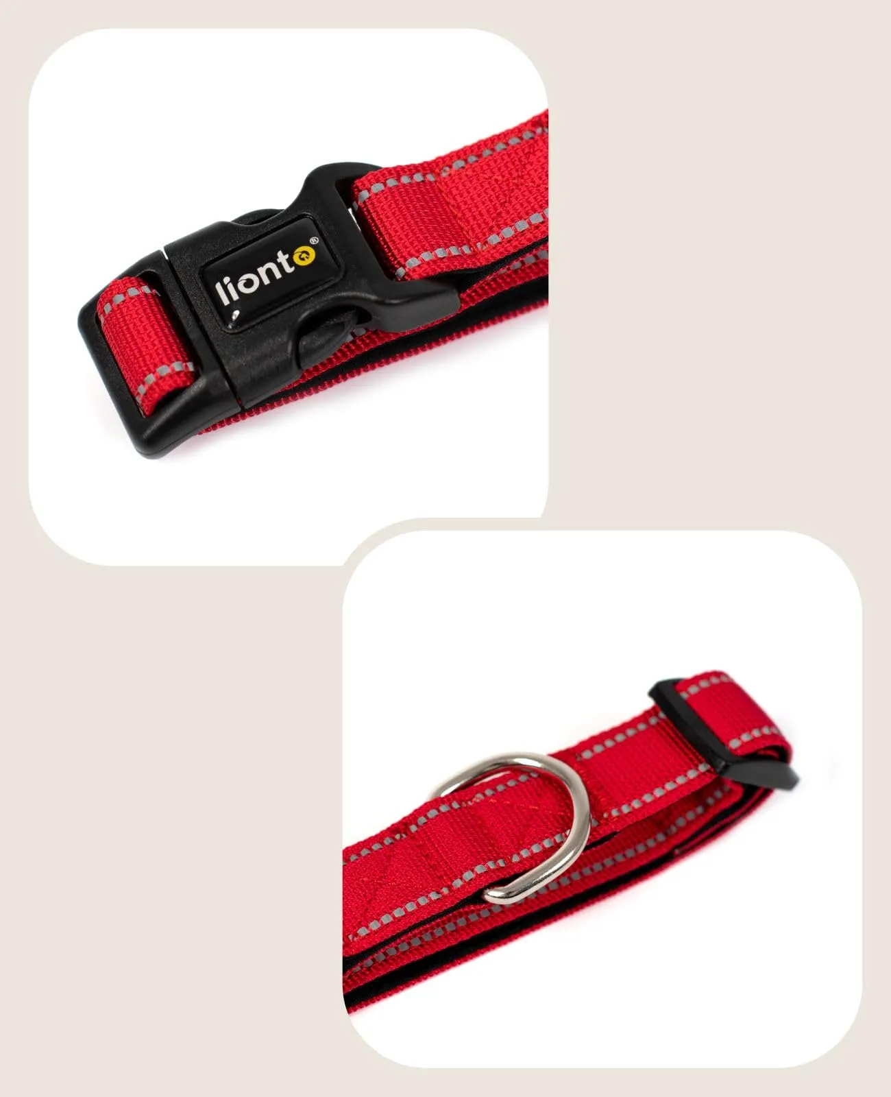 lionto Collare Cane Riflettente 360°, Imbottita, Taglia M, Rosso - immagine 3