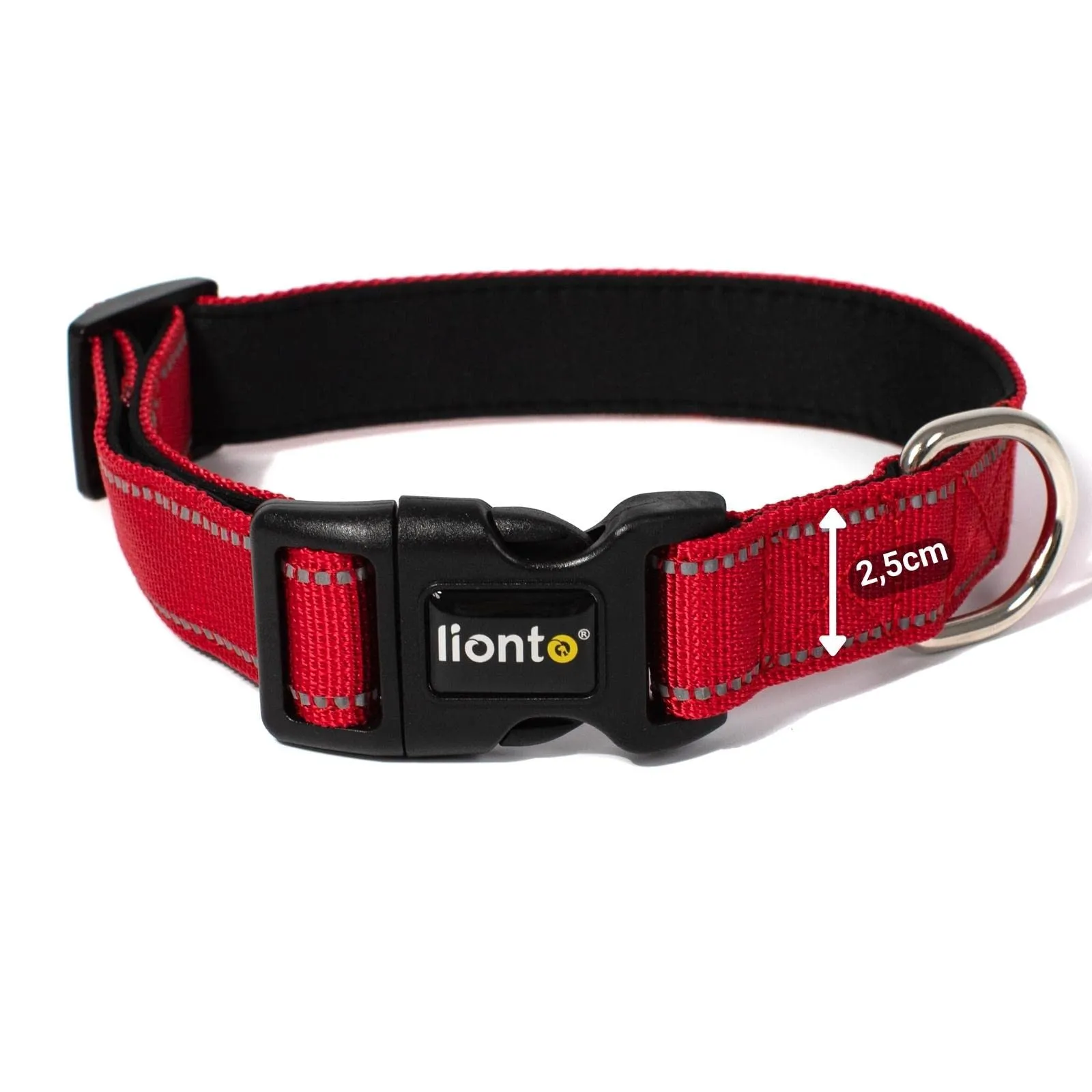 lionto Collare Cane Riflettente 360°, Imbottita, Taglia M, Rosso - immagine 4