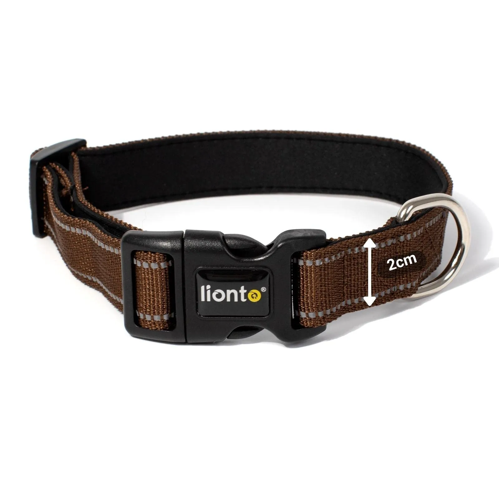 lionto Collare Cane Riflettente 360°, Imbottita, Taglia S, Marrone - immagine 4