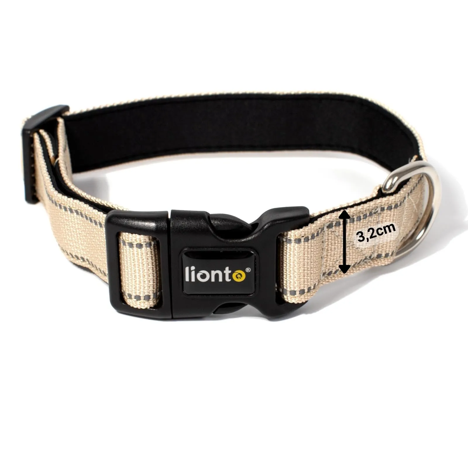 lionto Collare Cane Riflettente 360°, Imbottita, Taglia XL, Beige - immagine 4