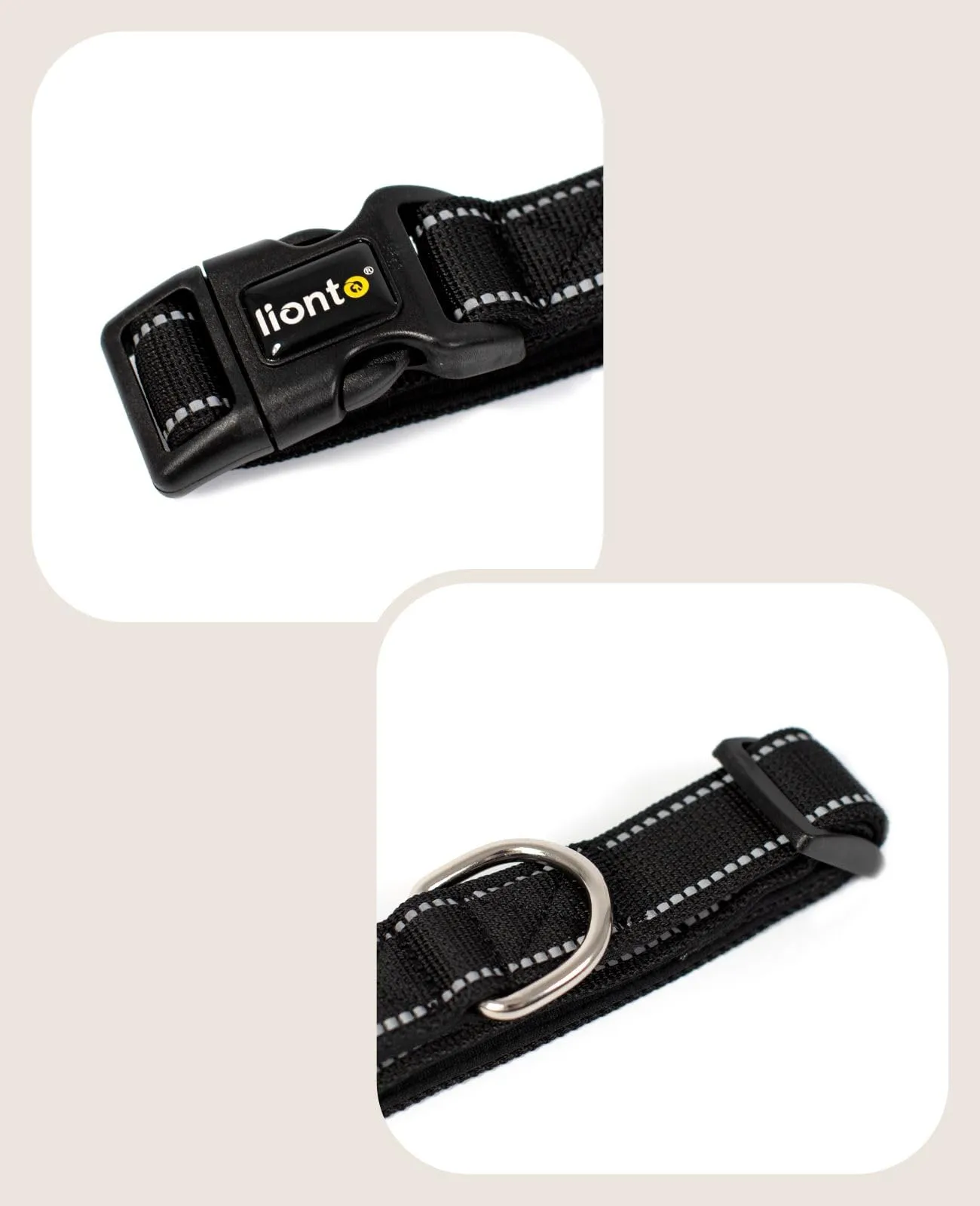 lionto Collare Cane Riflettente 360°, Imbottita, Taglia M, Nero - immagine 3