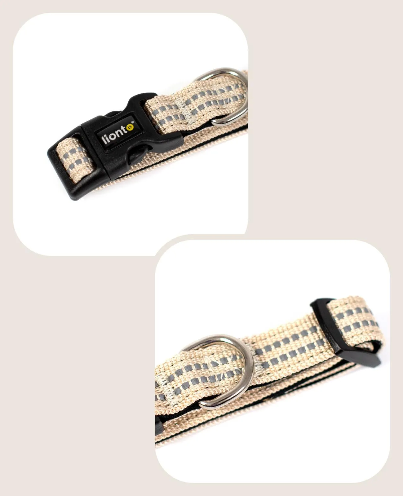 lionto Riflettente Collare Cane, Imbottita, Taglia XS, Beige - immagine 3