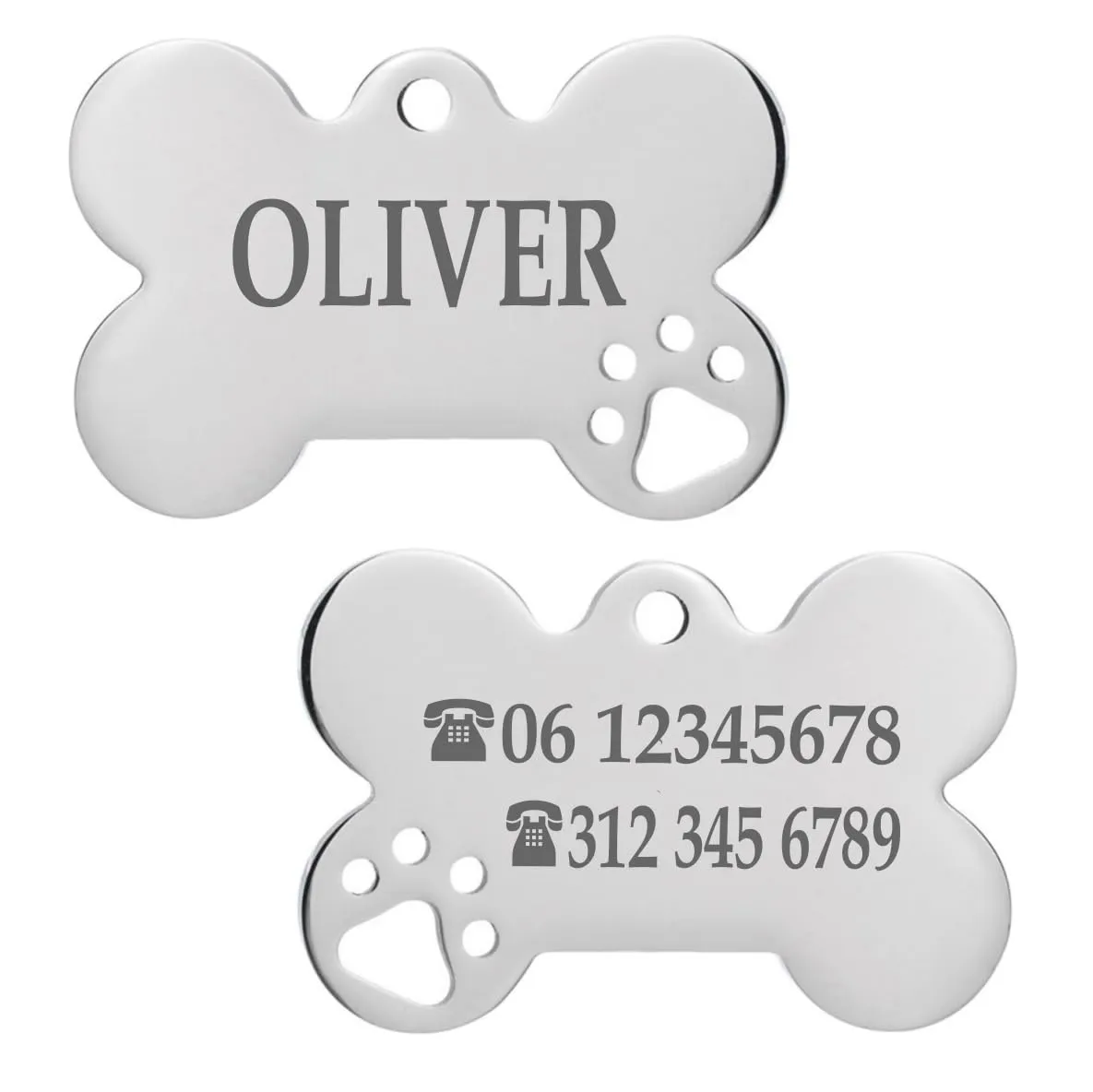 Ibera gifts - Medaglietta Cane Personalizzata, Targhetta Cane con Incisione, per Cani e Gatti di Taglia Molto Piccola e Cuccioli, Medaglietta Gatto Personalizzata (Piccola 1 zampa, Argento) - immagine 1
