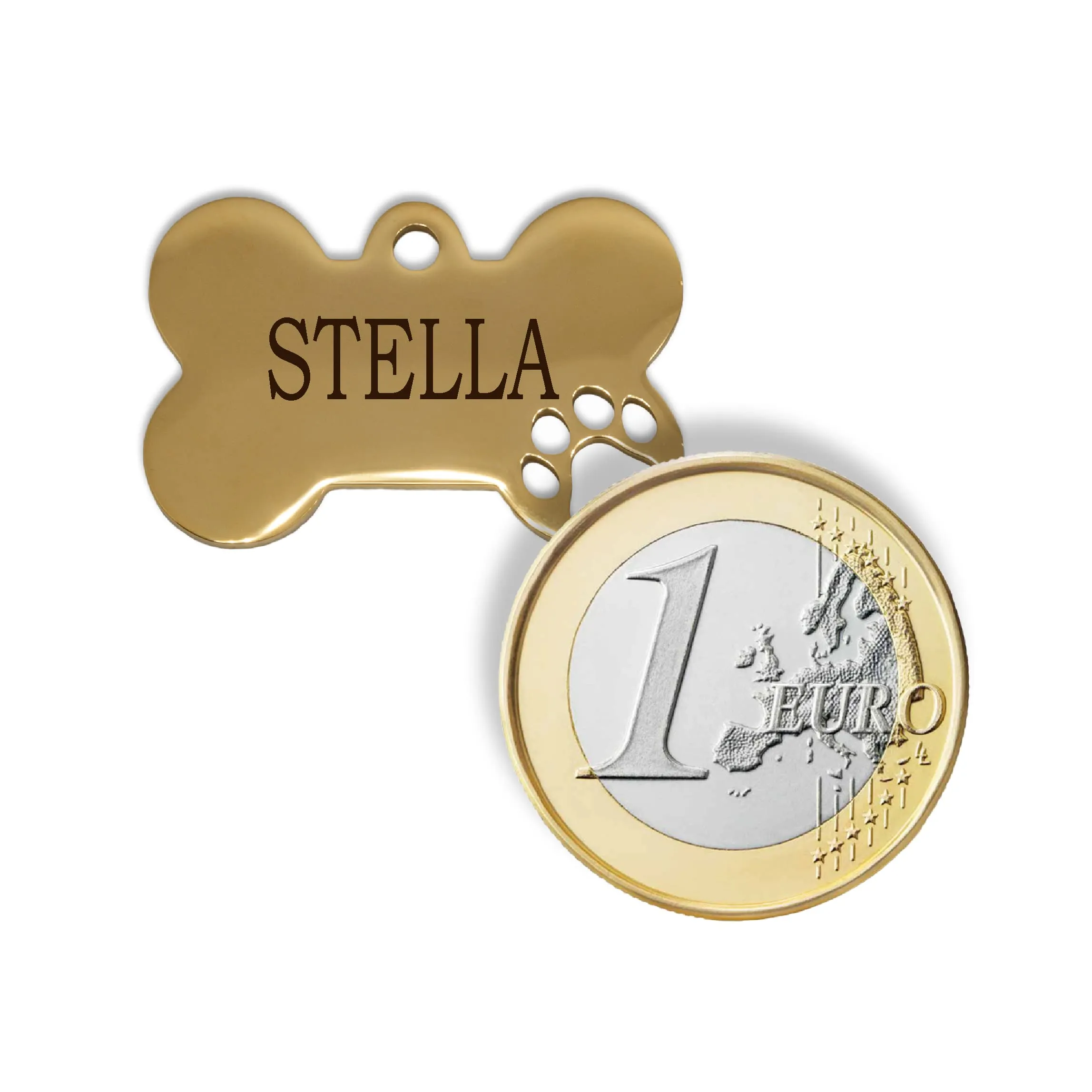 Ibera gifts - Medaglietta Cane Personalizzata, Targhetta Cane con Incisione, per Cani e Gatti di Taglia Molto Piccola e Cuccioli, Medaglietta Gatto Personalizzata (Piccola 1 zampa, D'oro) - immagine 4