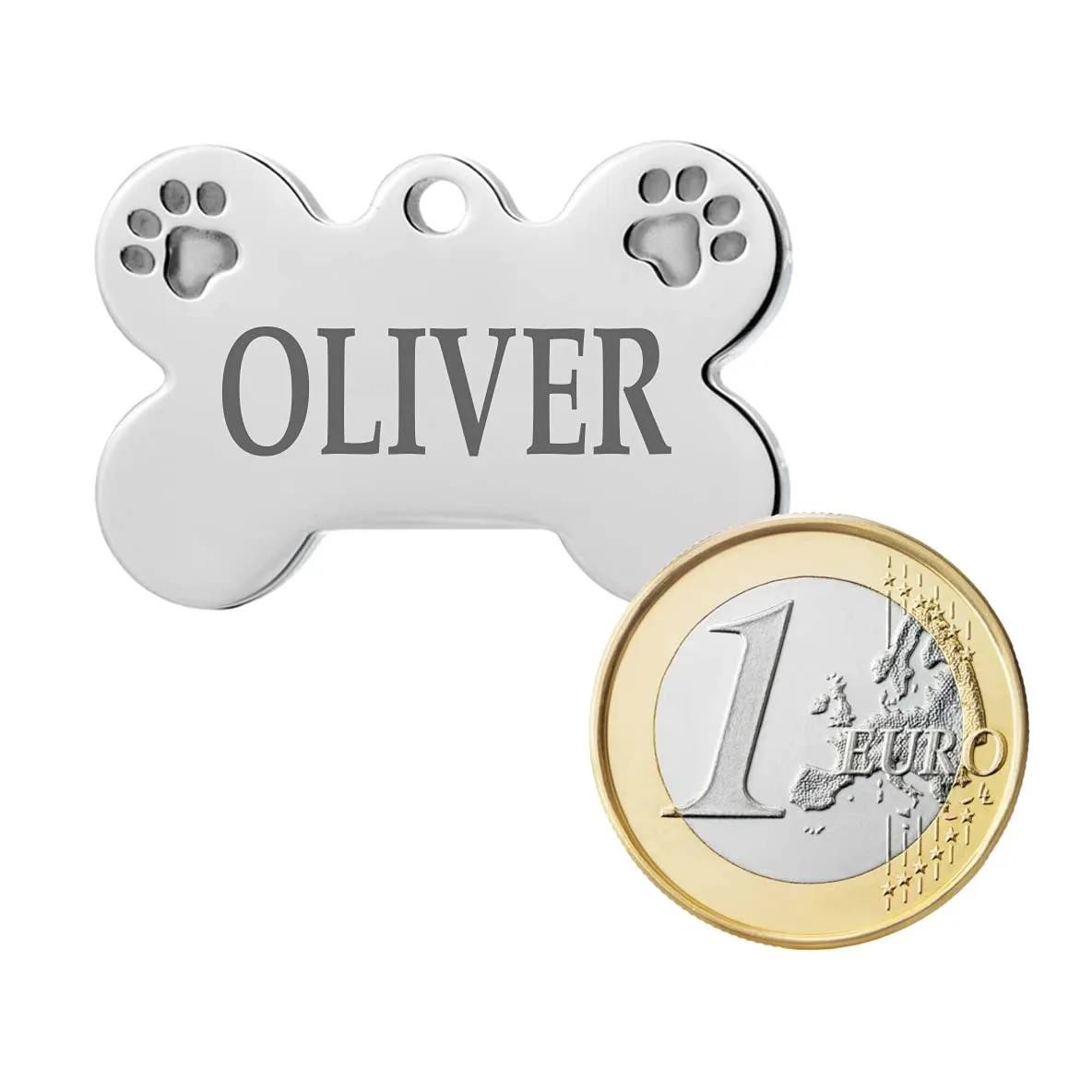 Ibera gifts - Medaglietta Cane Personalizzata, Targhetta Cane con Incisione, per Cani e Gatti di Taglia Media e Grande, Medaglietta Gatto Personalizzata (Grande 2 zampe, Argento) - immagine 3