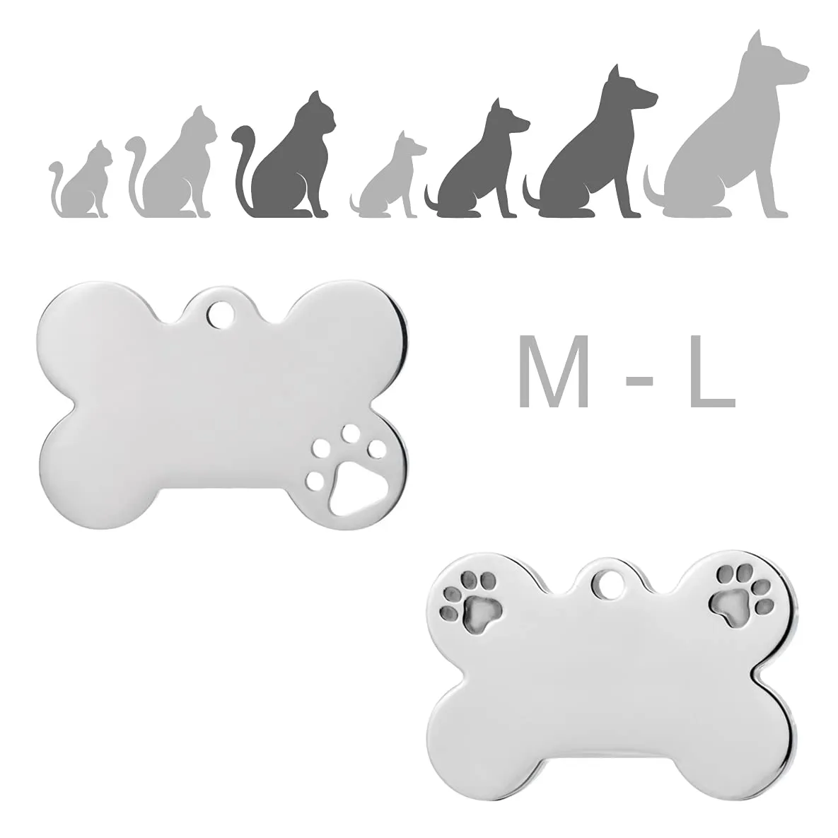 Ibera gifts - Medaglietta Cane Personalizzata, Targhetta Cane con Incisione, per Cani e Gatti di Taglia Media e Grande, Medaglietta Gatto Personalizzata (Grande 2 zampe, Argento) - immagine 4