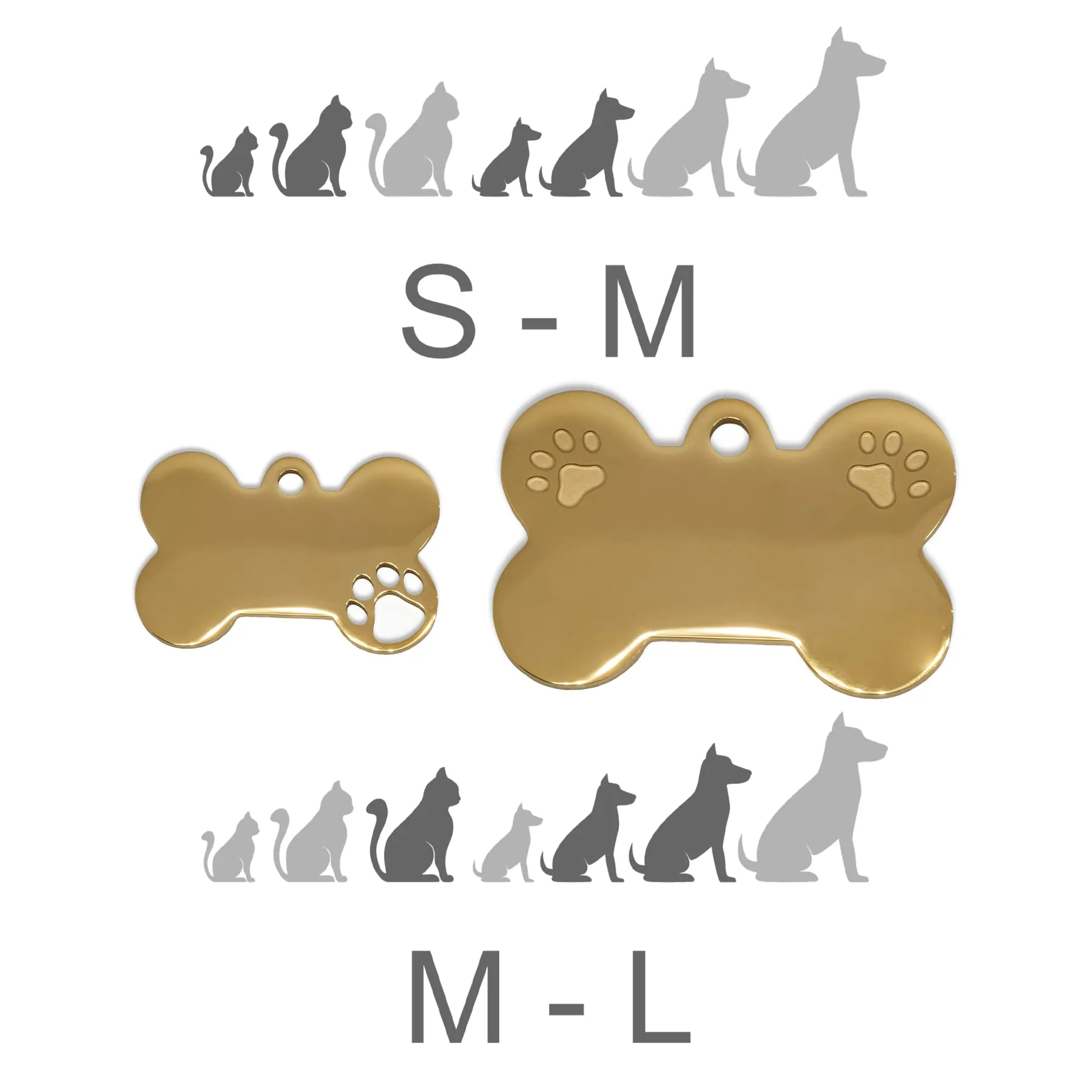 Ibera gifts - Medaglietta Cane Personalizzata, Targhetta Cane con Incisione, per Cani e Gatti di Taglia Media e Grande, Medaglietta Gatto Personalizzata (Grande 2 zampe, D'oro) - immagine 5