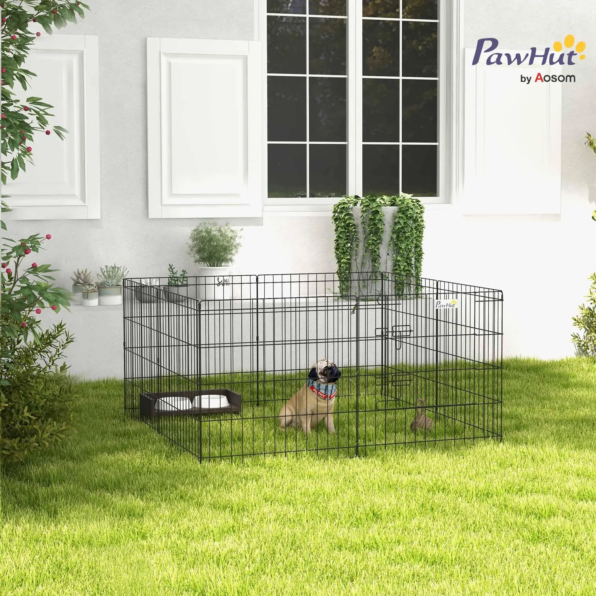 PawHut Recinto per Cani da Esterno e Interno con Porta 61 x 61cm Nero - immagine 2